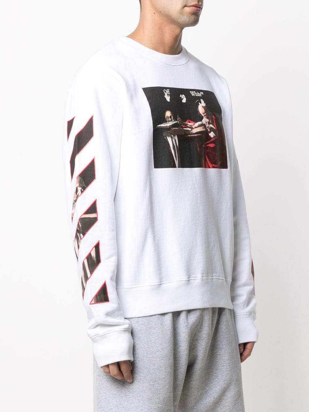 OFF-WHITE Caravaggio Slim Sweatshirt White - Maison De Fashion 