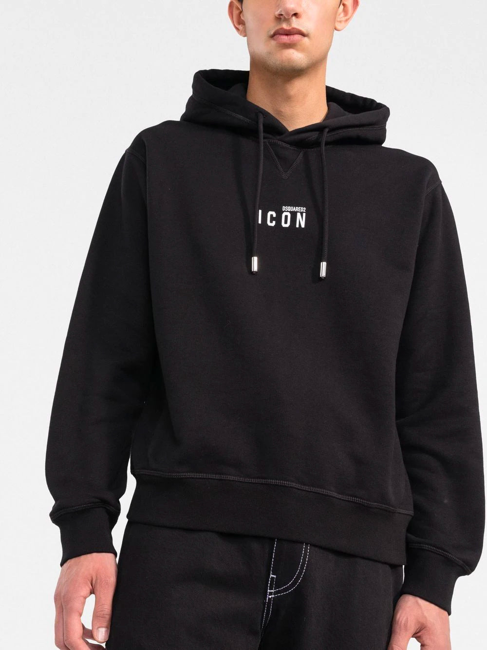 DSQUARED2 Small Icon Logo Hoodie Black/White - MAISONDEFASHION.COM