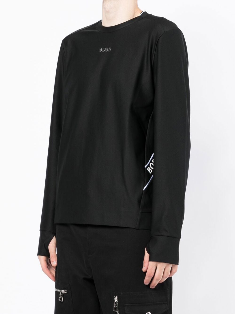 BOSS Logo-print crew neck sweatshirt Black - MAISONDEFASHION.COM