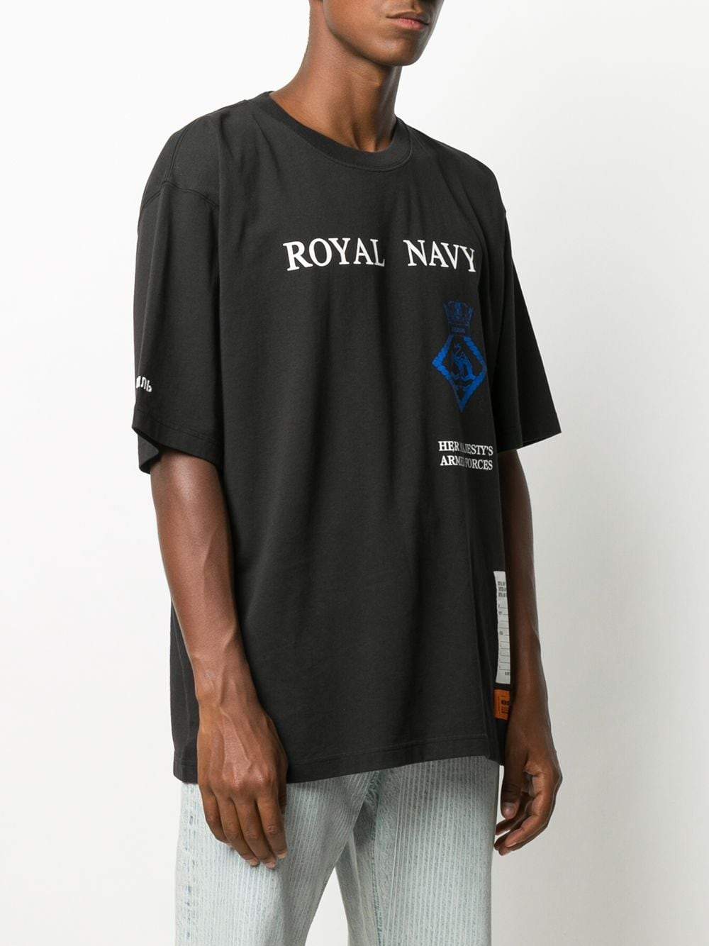 HERON PRESTON Royal Navy Print T-shirt Black - Maison De Fashion 