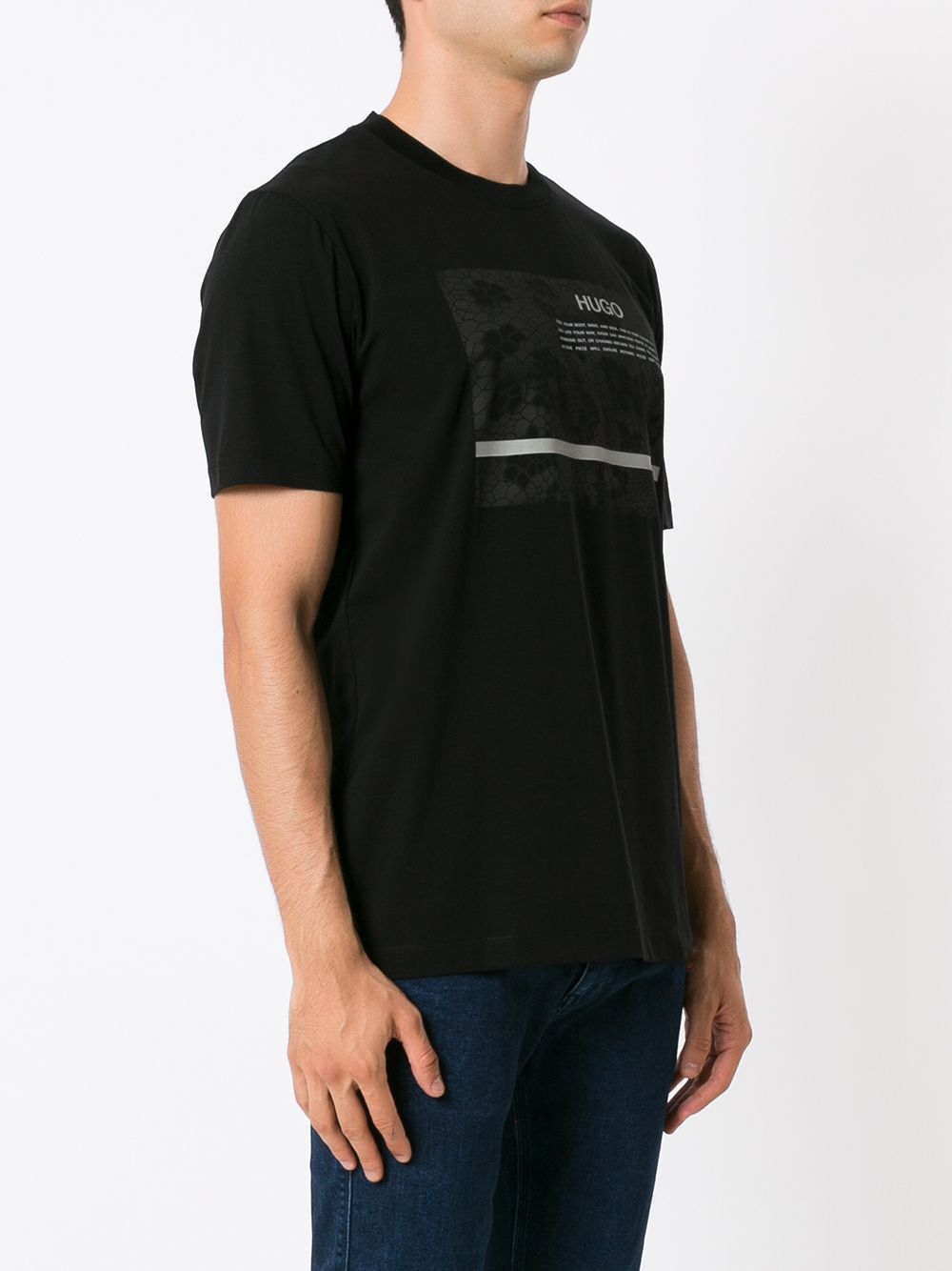 HUGO  Slogan print T-shirt Black - MAISONDEFASHION.COM
