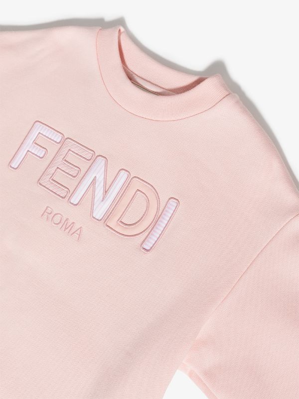 FENDI KIDS Logo Sweatshirt Pink - MAISONDEFASHION.COM