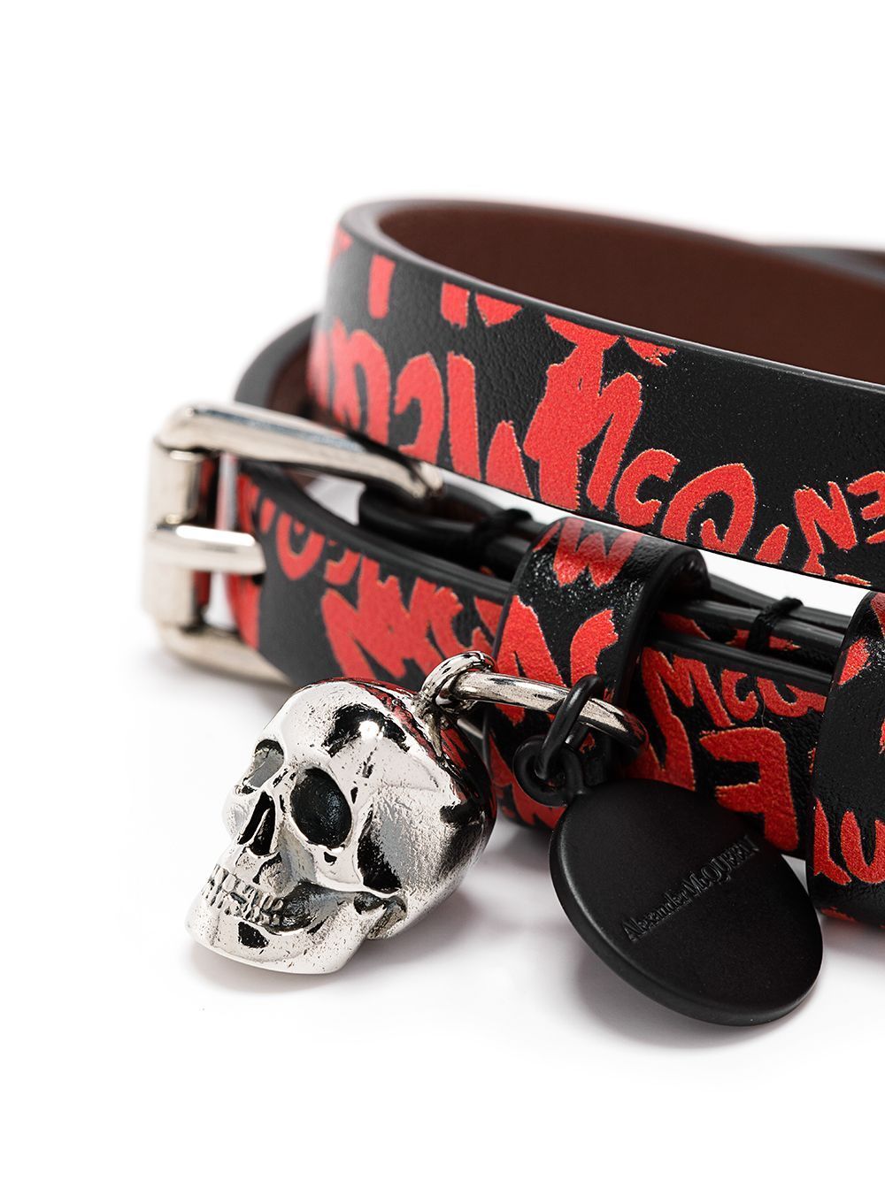 ALEXANDER MCQUEEN Skull Graffiti Print Bracelet Black/Red - Maison De Fashion 