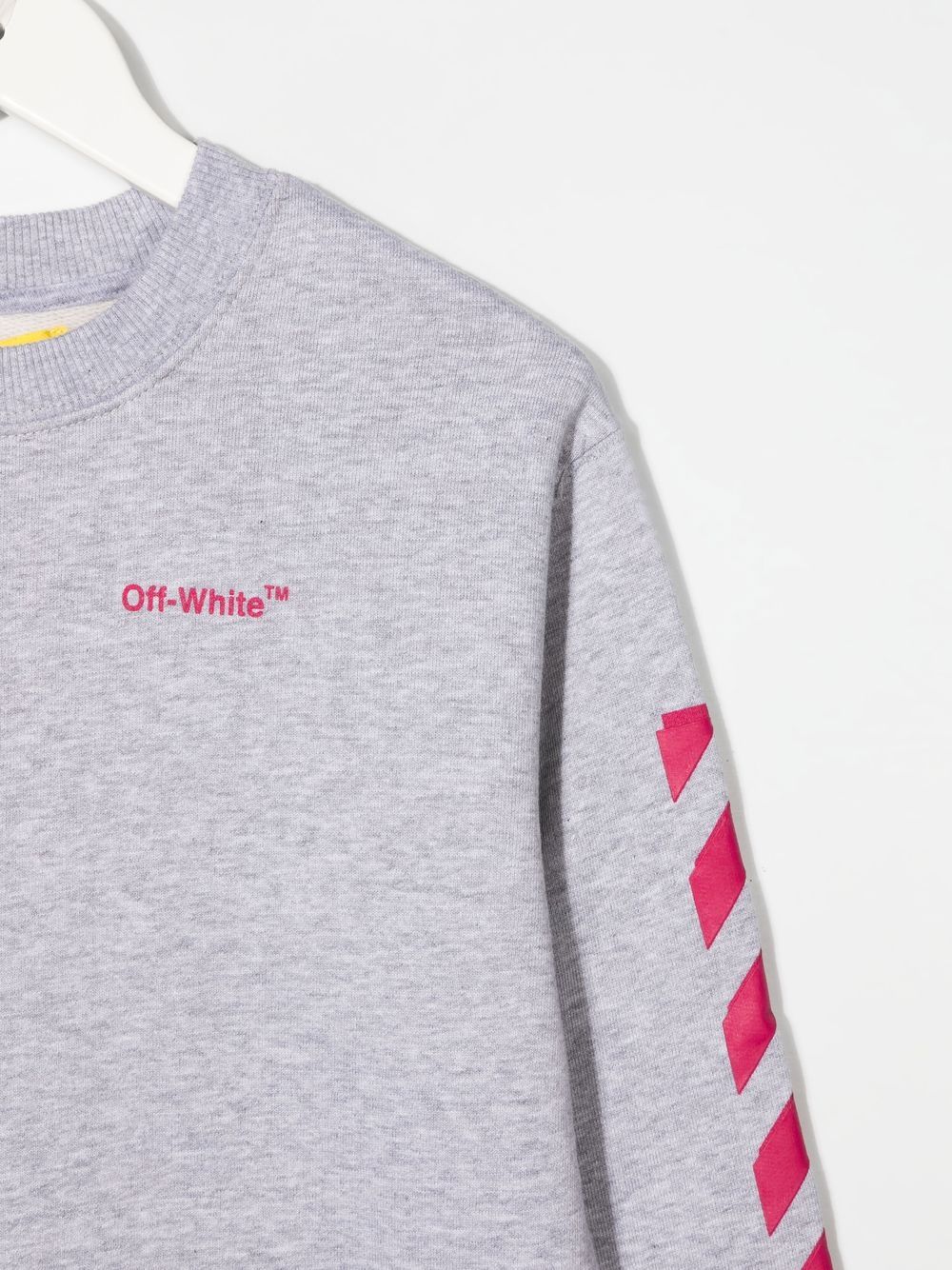 OFF-WHITE KIDS Rubber Arrow Logo Sweatshirt Grey/Pink - MAISONDEFASHION.COM