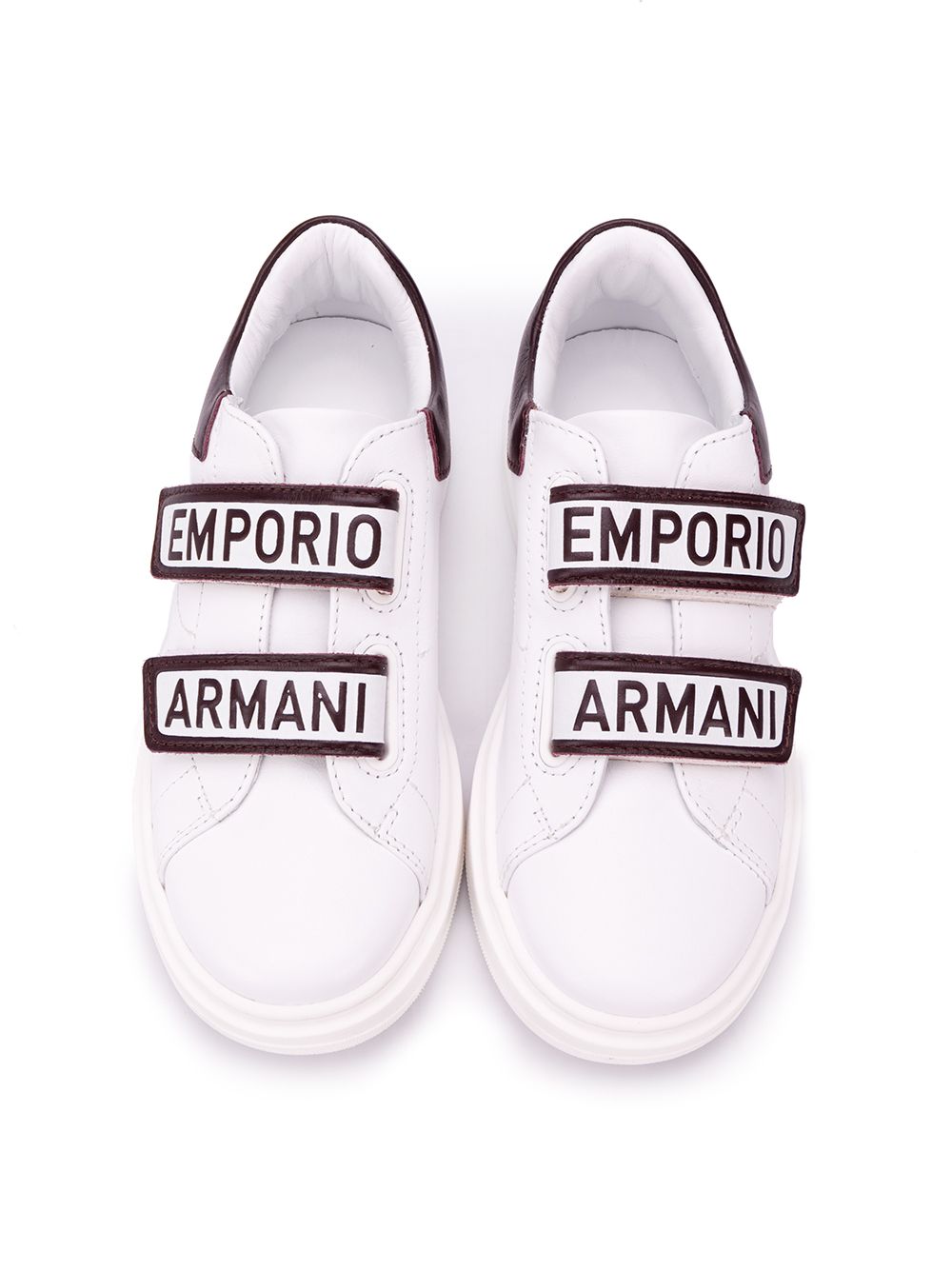 EMPORIO ARMANI KIDS Logo touch strap sneakers White/Brown - MAISONDEFASHION.COM