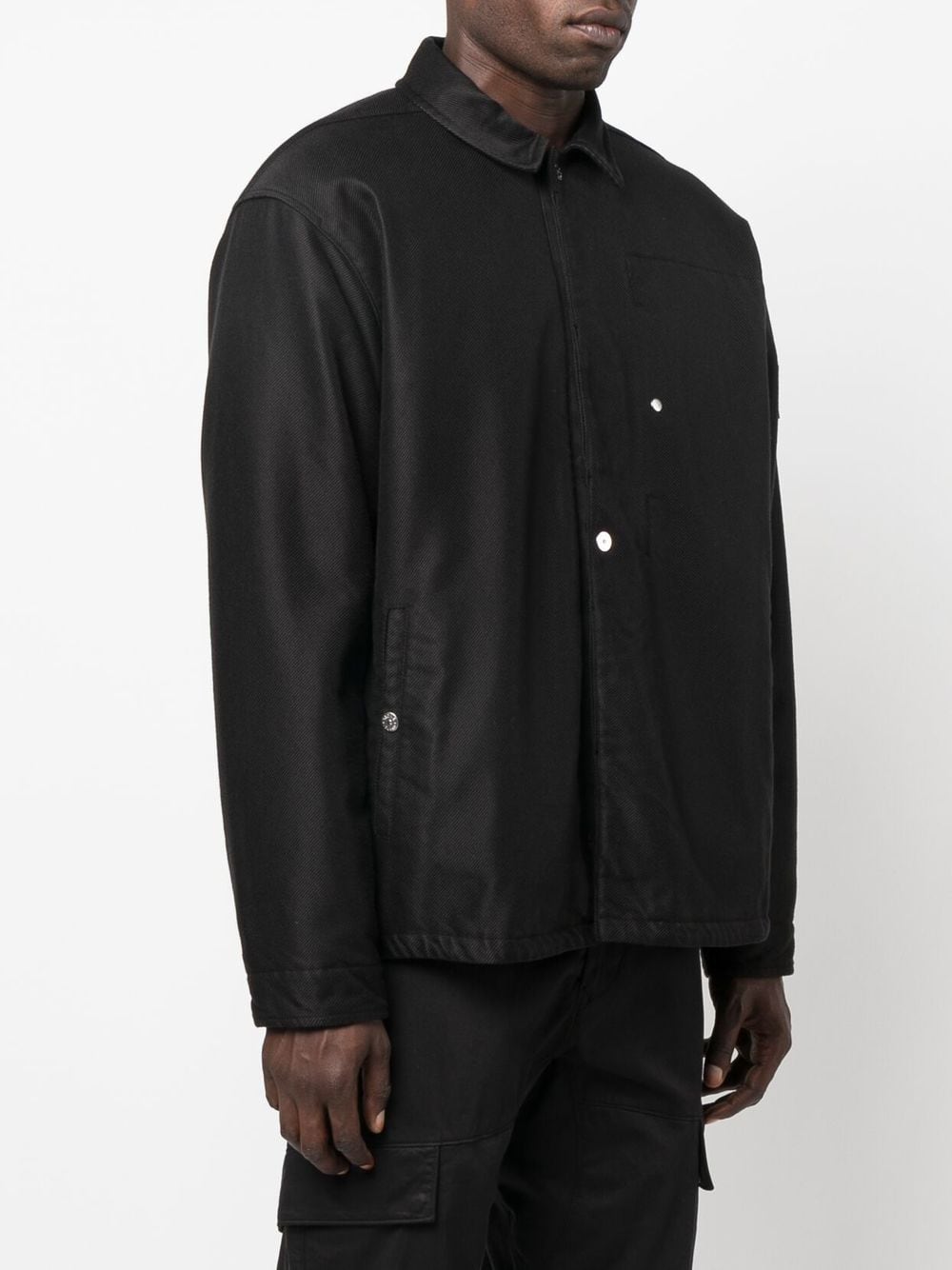 STONE ISLAND SHADOW PROJECT Logo Patch Overshirt Black MAISONDEFASHION.COM