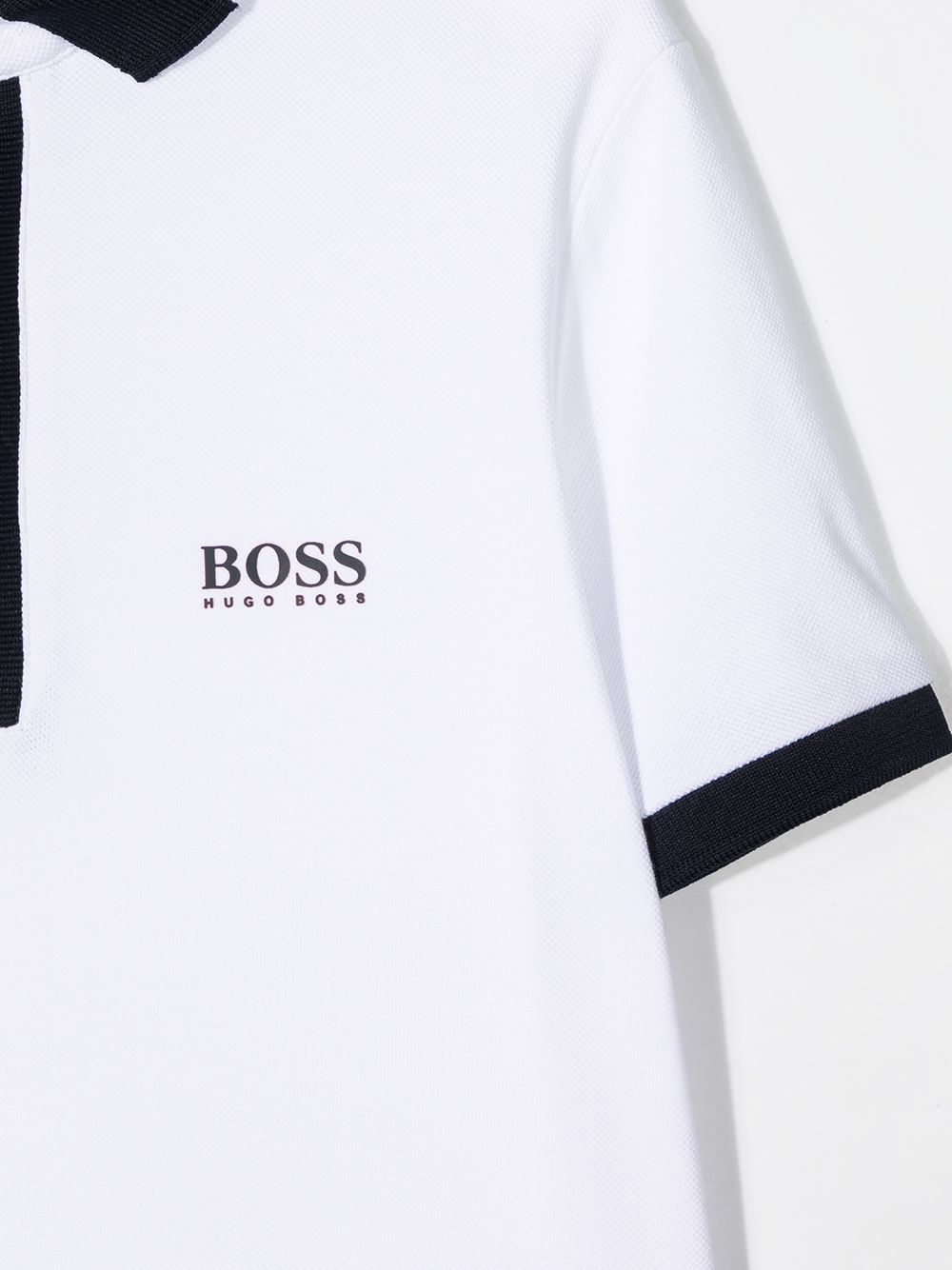 BOSS KIDS Contrast-trimmed polo shirt White/Navy - MAISONDEFASHION.COM