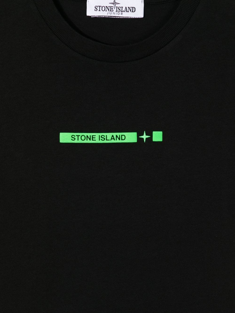 STONE ISLAND KIDS Logo-print Detail T-shirt Black - MAISONDEFASHION.COM