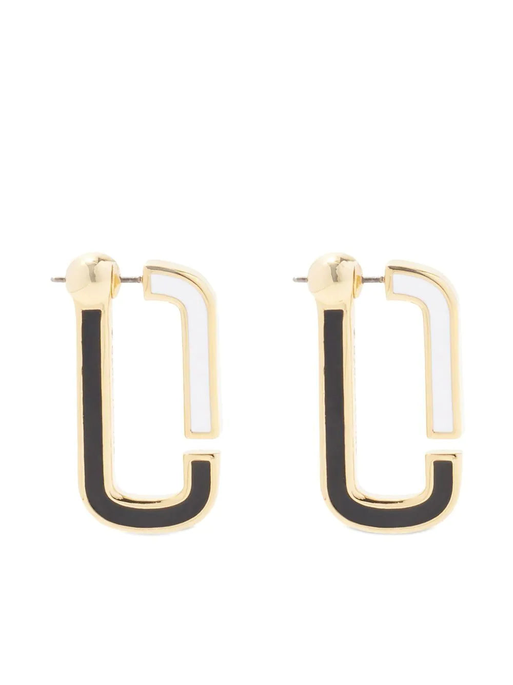 MARC JACOBS WOMEN J Marc Flat Hoops Black/Gold - MAISONDEFASHION.COM