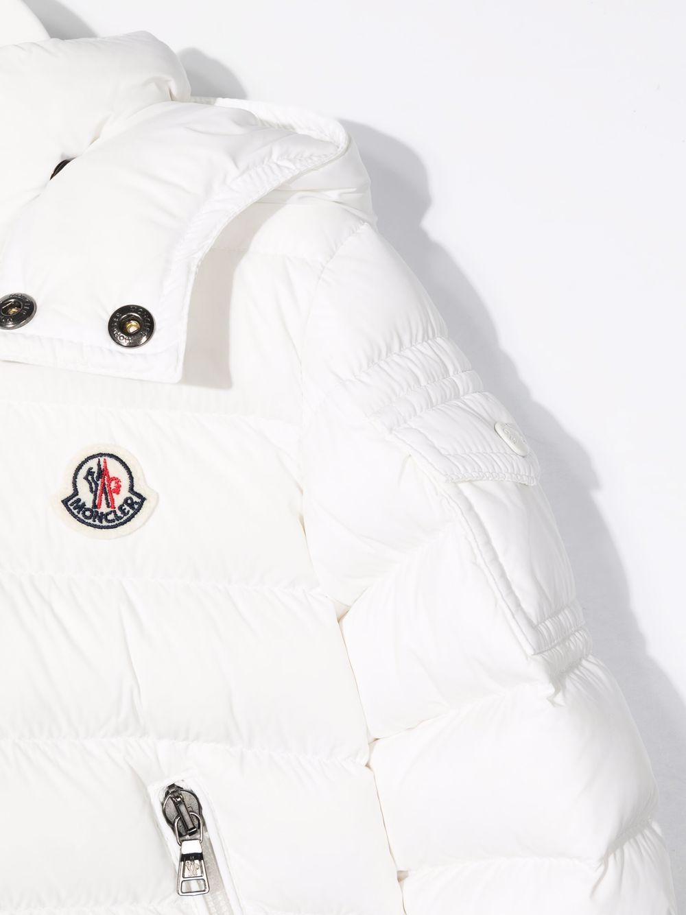 MONCLER BABY  Hooded zip-up padded jacket White - MAISONDEFASHION.COM