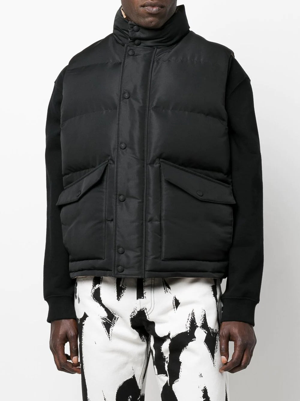 ALEXANDER MCQUEEN Graffiti Logo Gilet Black/Beige - MAISONDEFASHION.COM