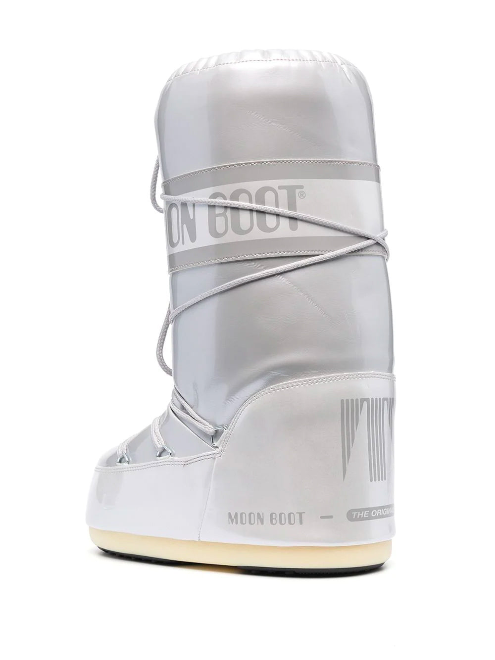 MOON BOOT WOMEN Icon Metallic Vinyl Boots White - MAISONDEFASHION.COM