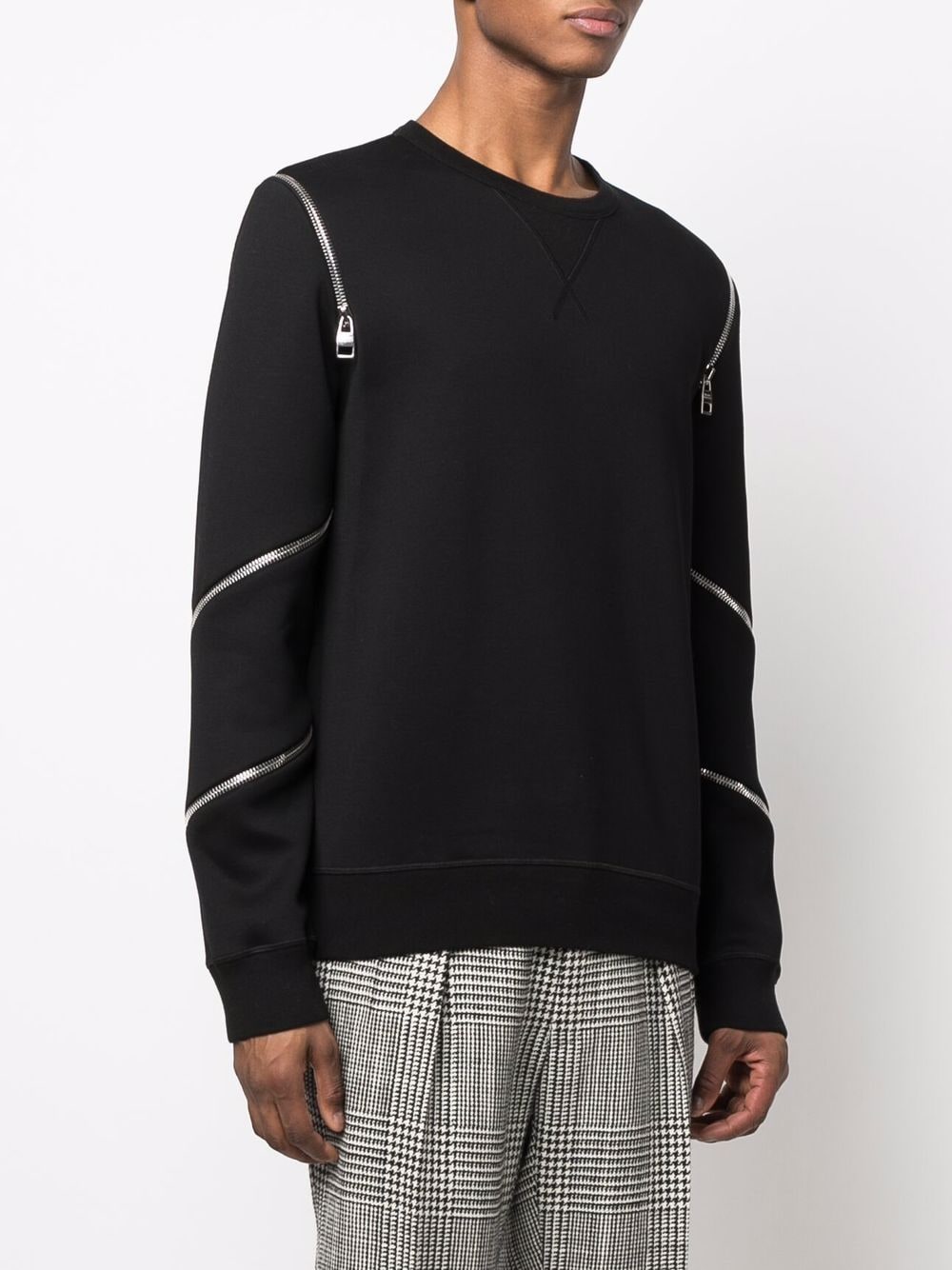 ALEXANDER MCQUEEN Zip Detail Sweatshirt Black - MAISONDEFASHION.COM