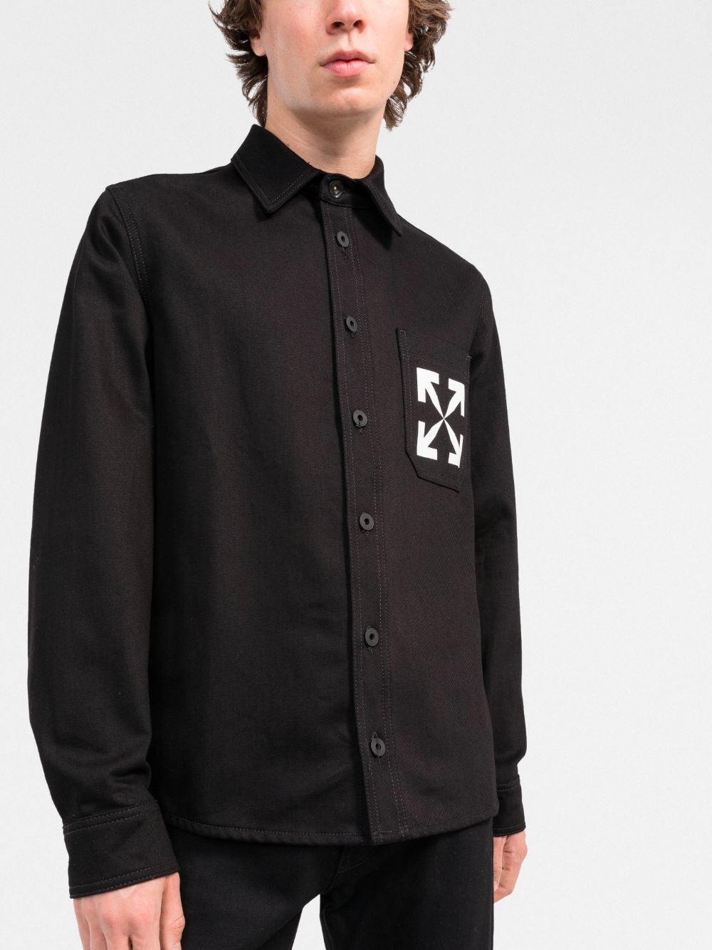 OFF-WHITE Single Arrow Denim Shirt Black - MAISONDEFASHION.COM