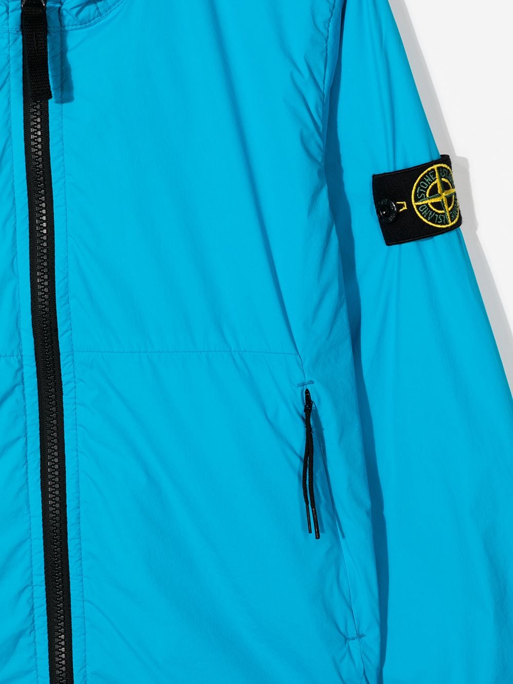 STONE ISLAND KIDS Zip-front hooded rain jacket Blue - MAISONDEFASHION.COM