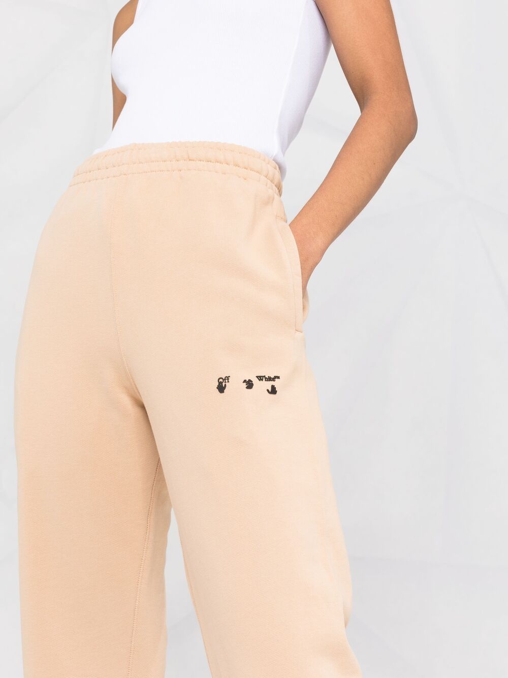 OFF-WHITE WOMEN Logo-embroidered track pants Sand - MAISONDEFASHION.COM