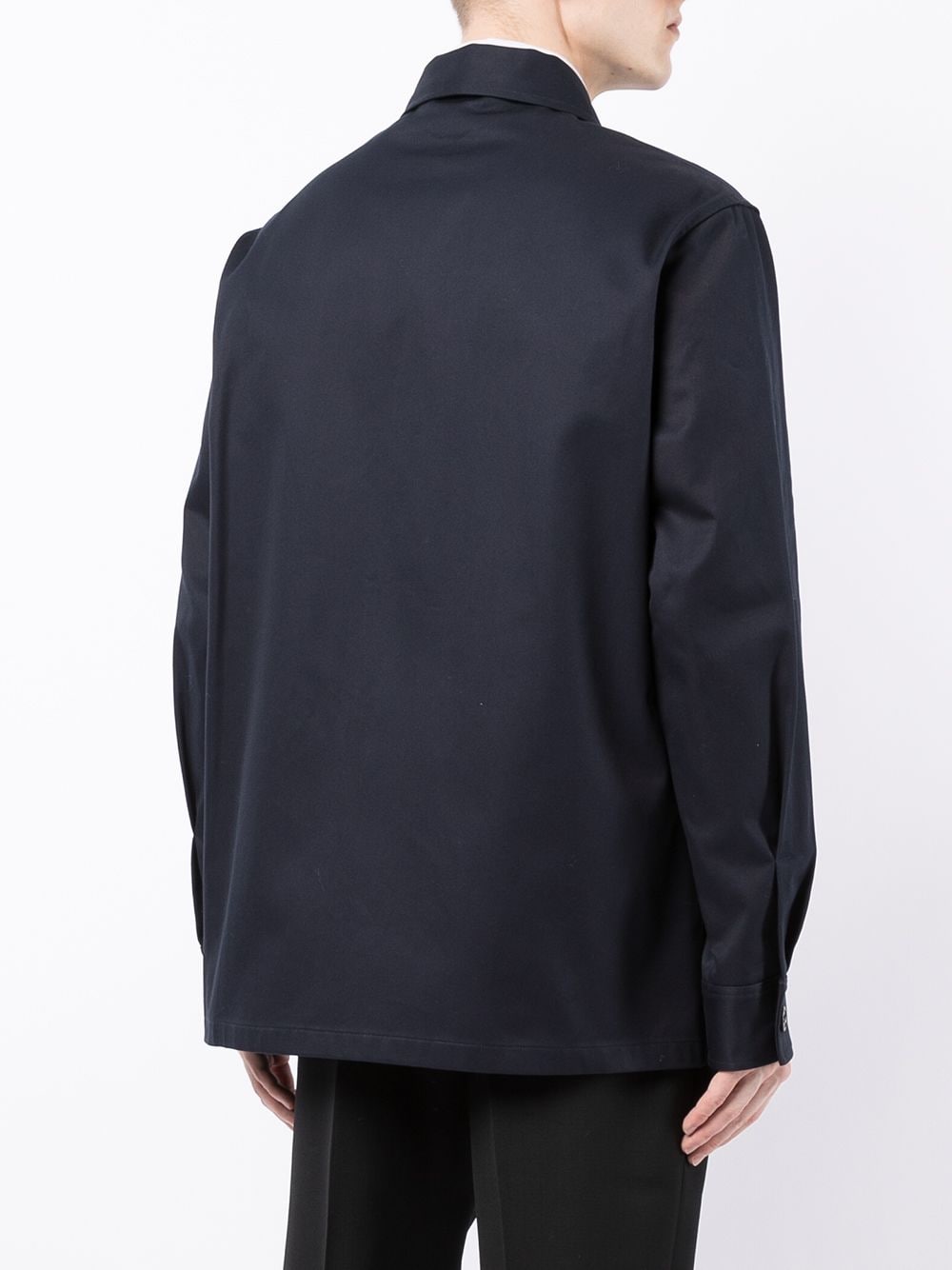 ALEXANDER MCQUEEN Logo-patch shirt jacket Navy - MAISONDEFASHION.COM