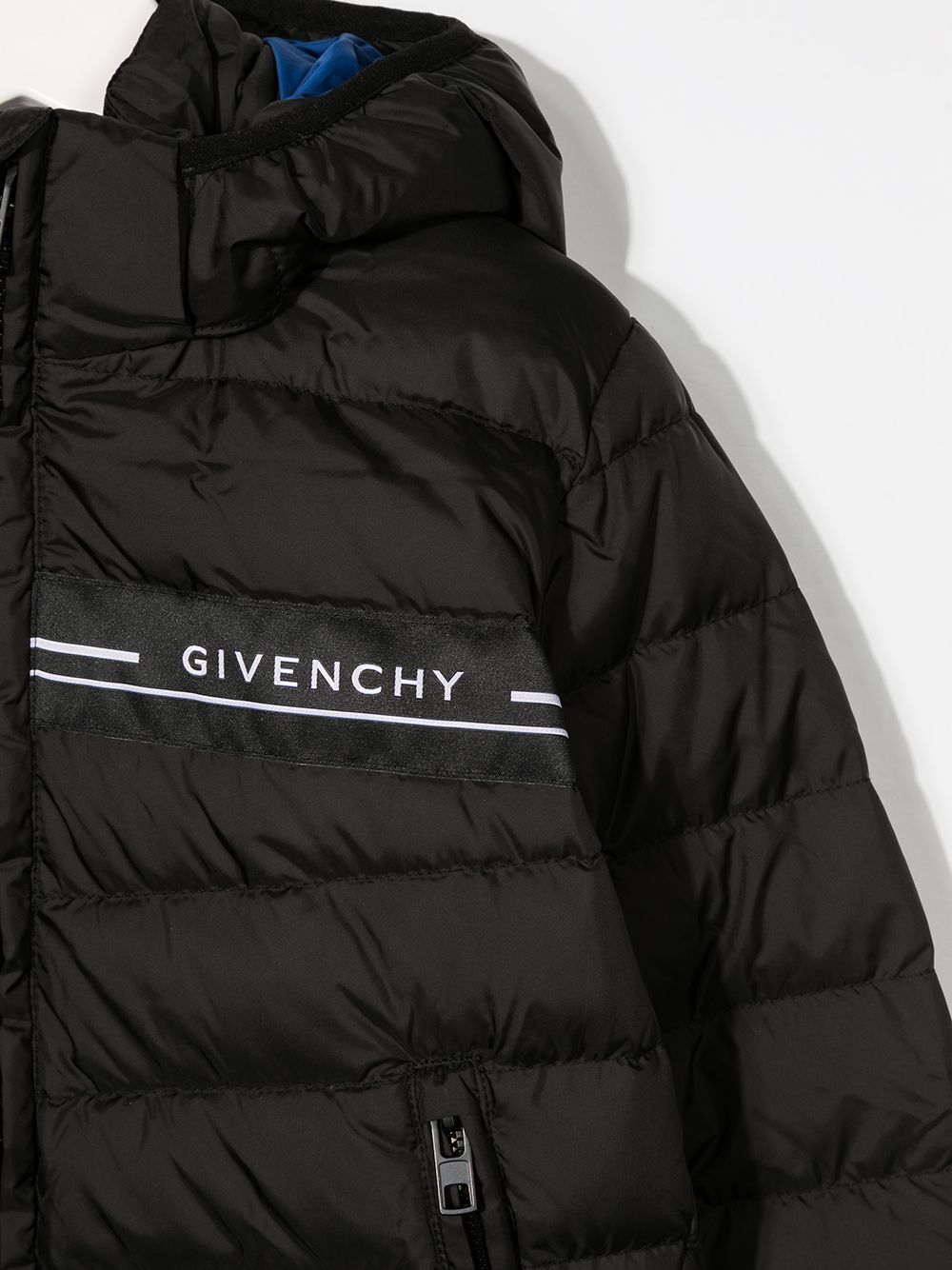 GIVENCHY KIDS Stripe Logo Coat Black/Blue - Maison De Fashion 