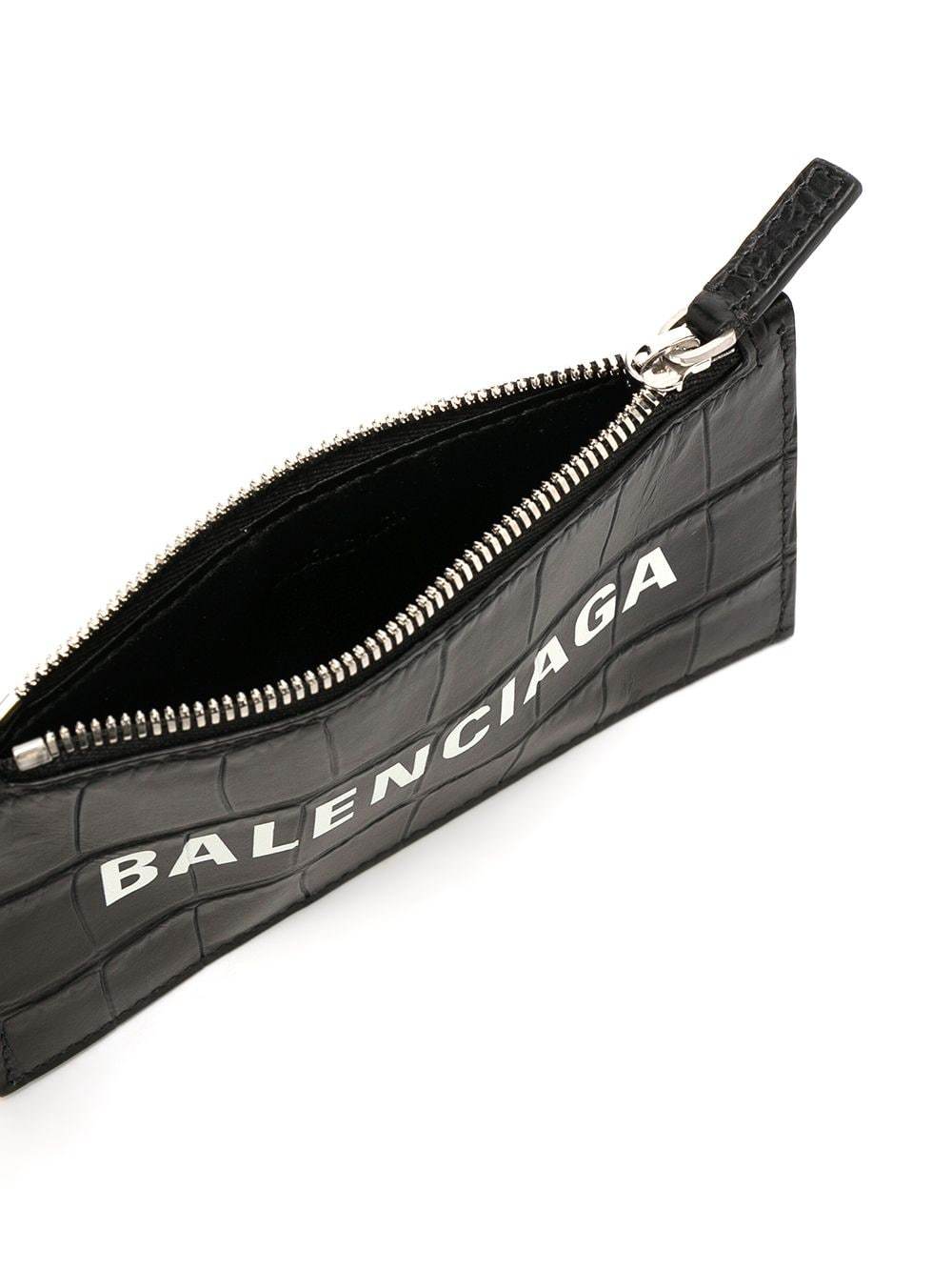 BALENCIAGA Lanyard Croc Print Pouch Bag Black - Maison De Fashion 