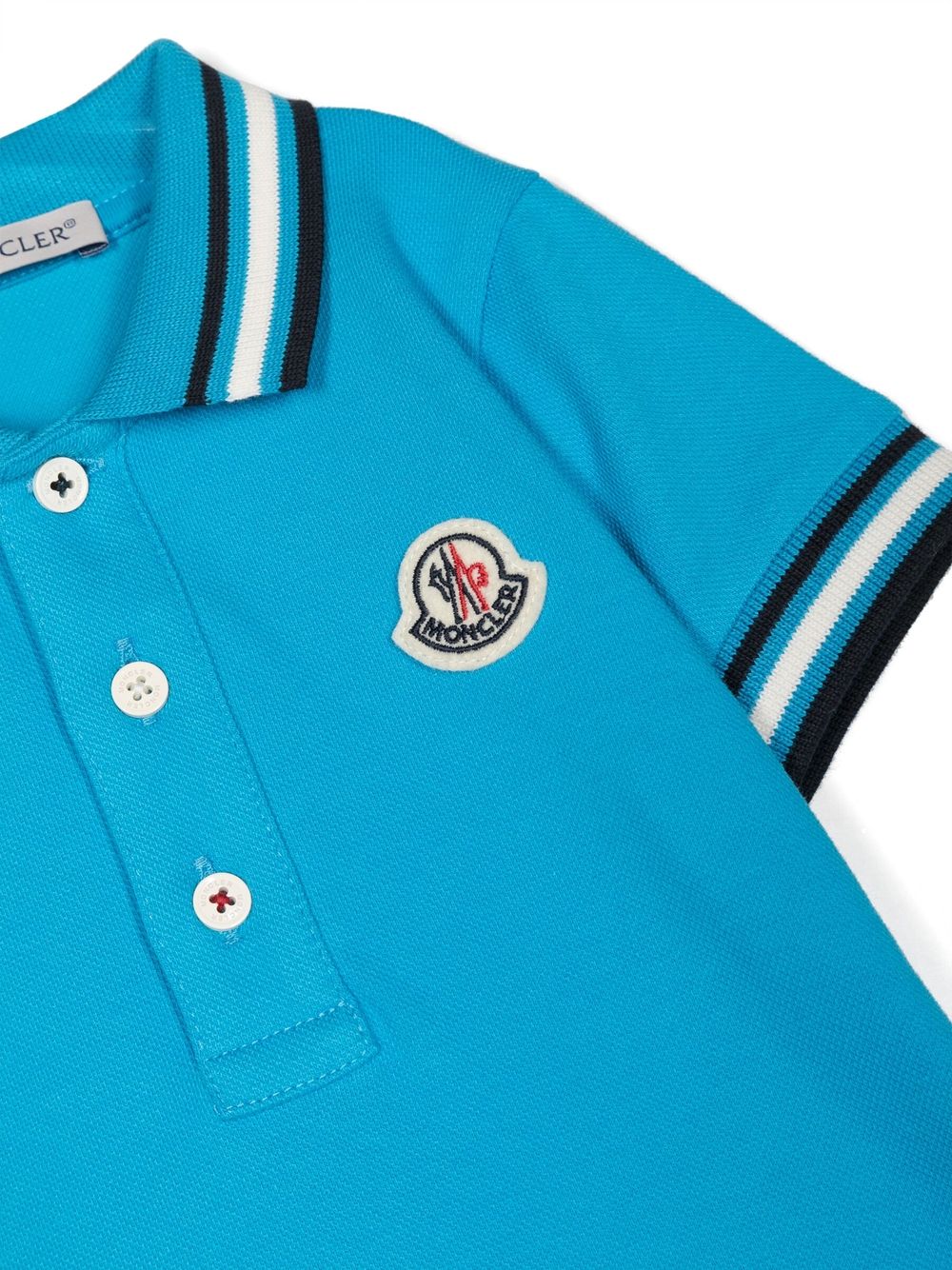 MONCLER BABY Logo Patch Polo Shirt Blue - MAISONDEFASHION.COM