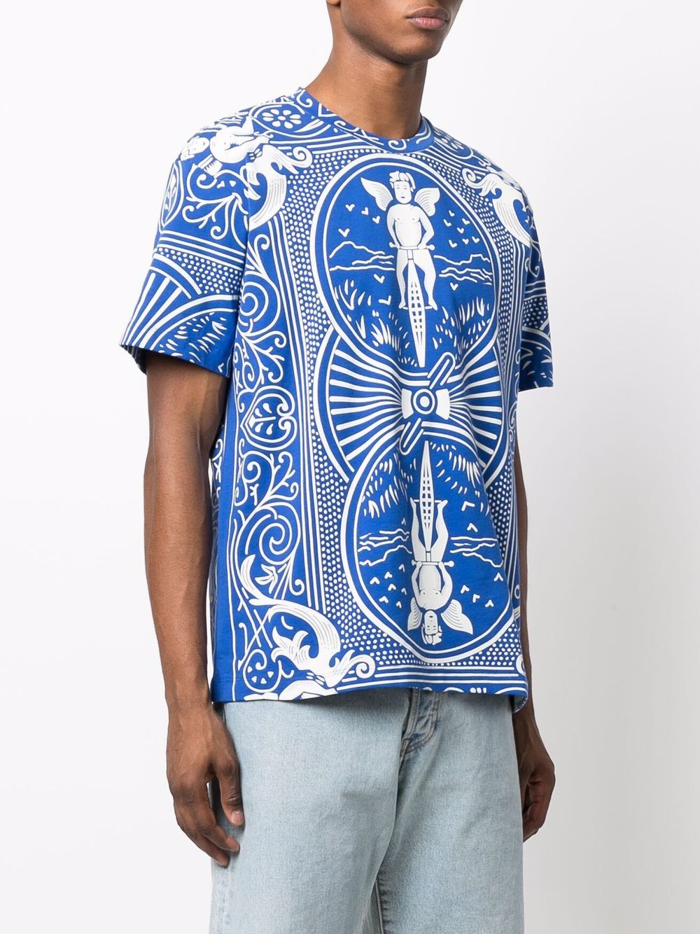 JUST DON Graphic Print T-Shirt Blue - MAISONDEFASHION.COM