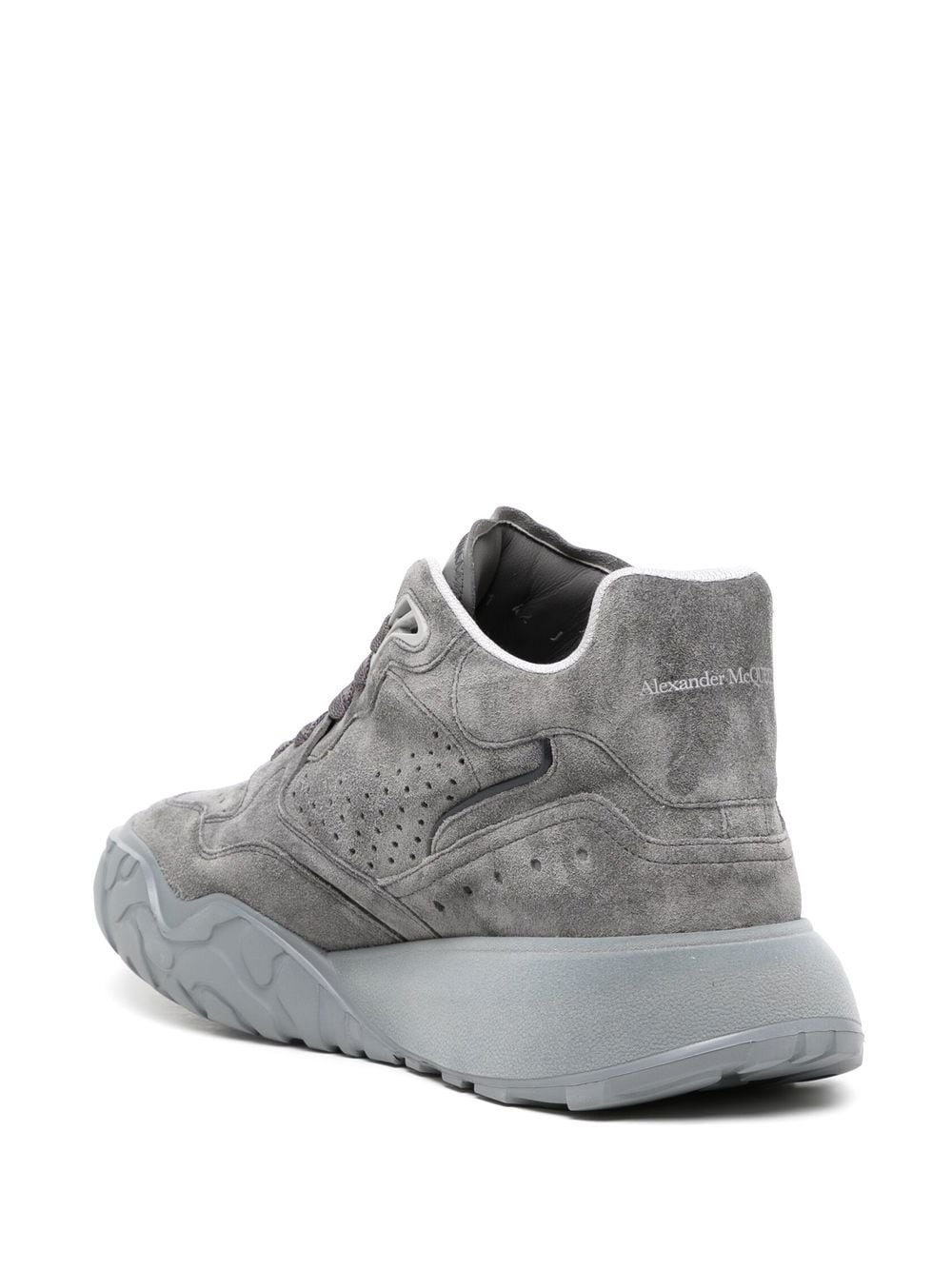 Alexander McQueen Suede Court Sneakers Grey - MAISONDEFASHION.COM