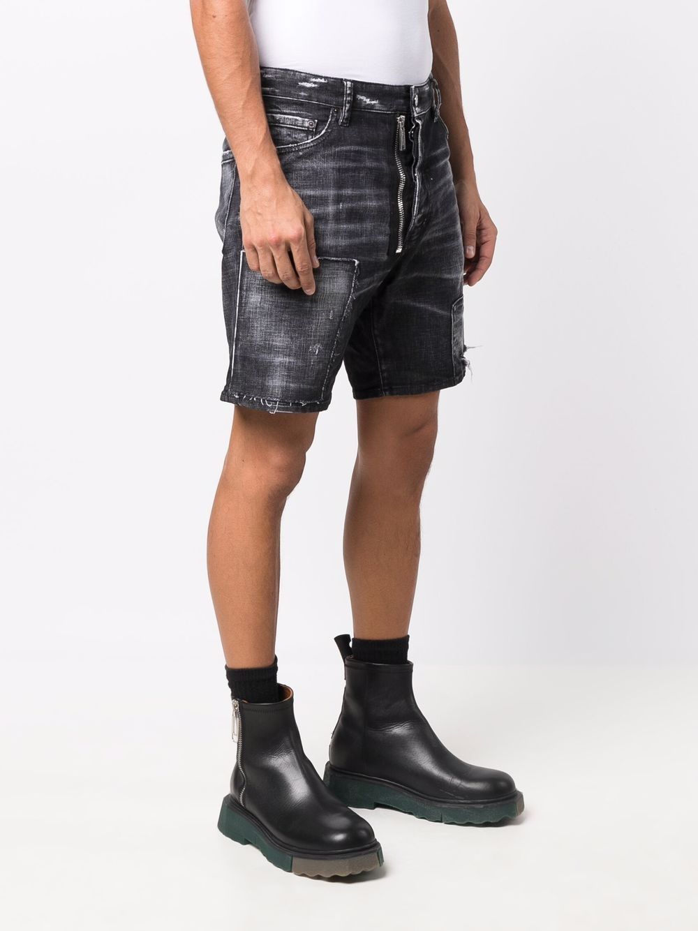 DSQUARED2 Faded Shorts Black - MAISONDEFASHION.COM