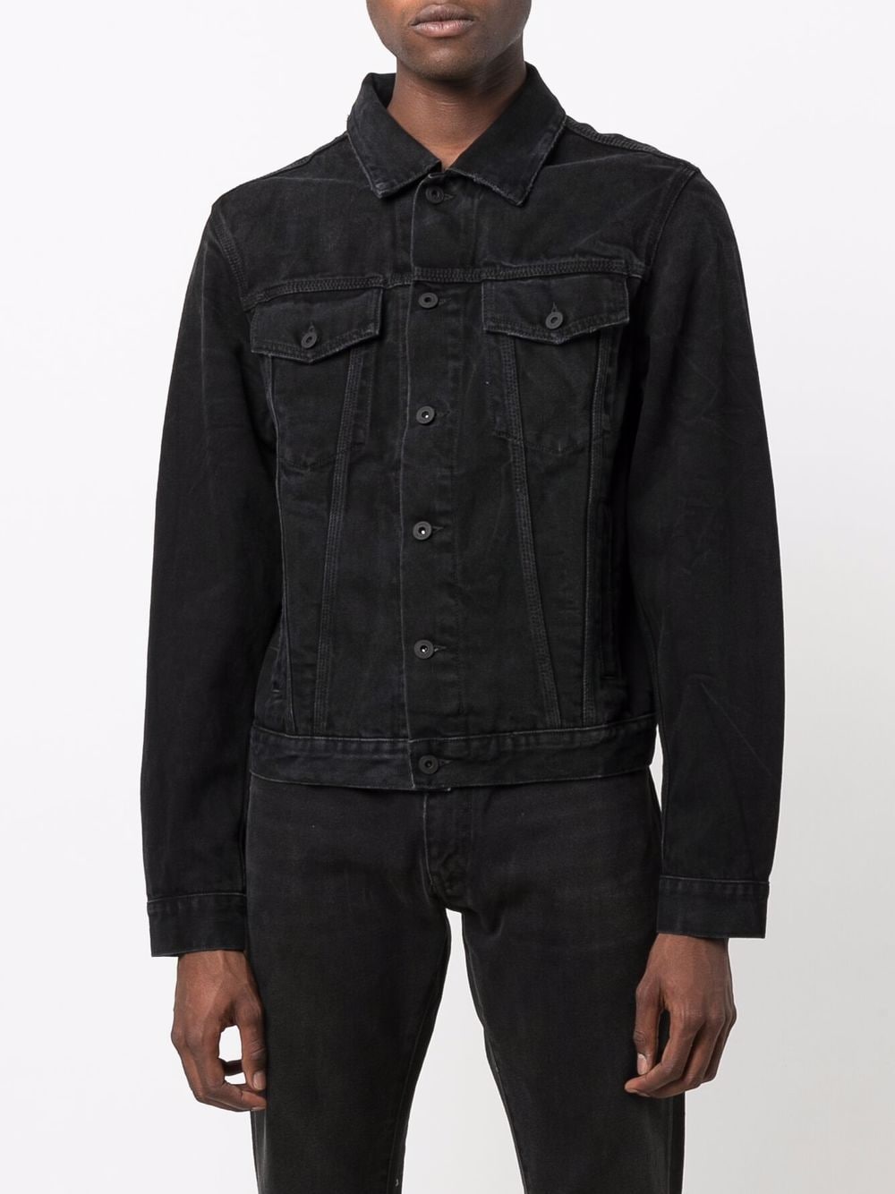 OFF-WHITE Negative Mark Slim Denim Jacket Black - MAISONDEFASHION.COM