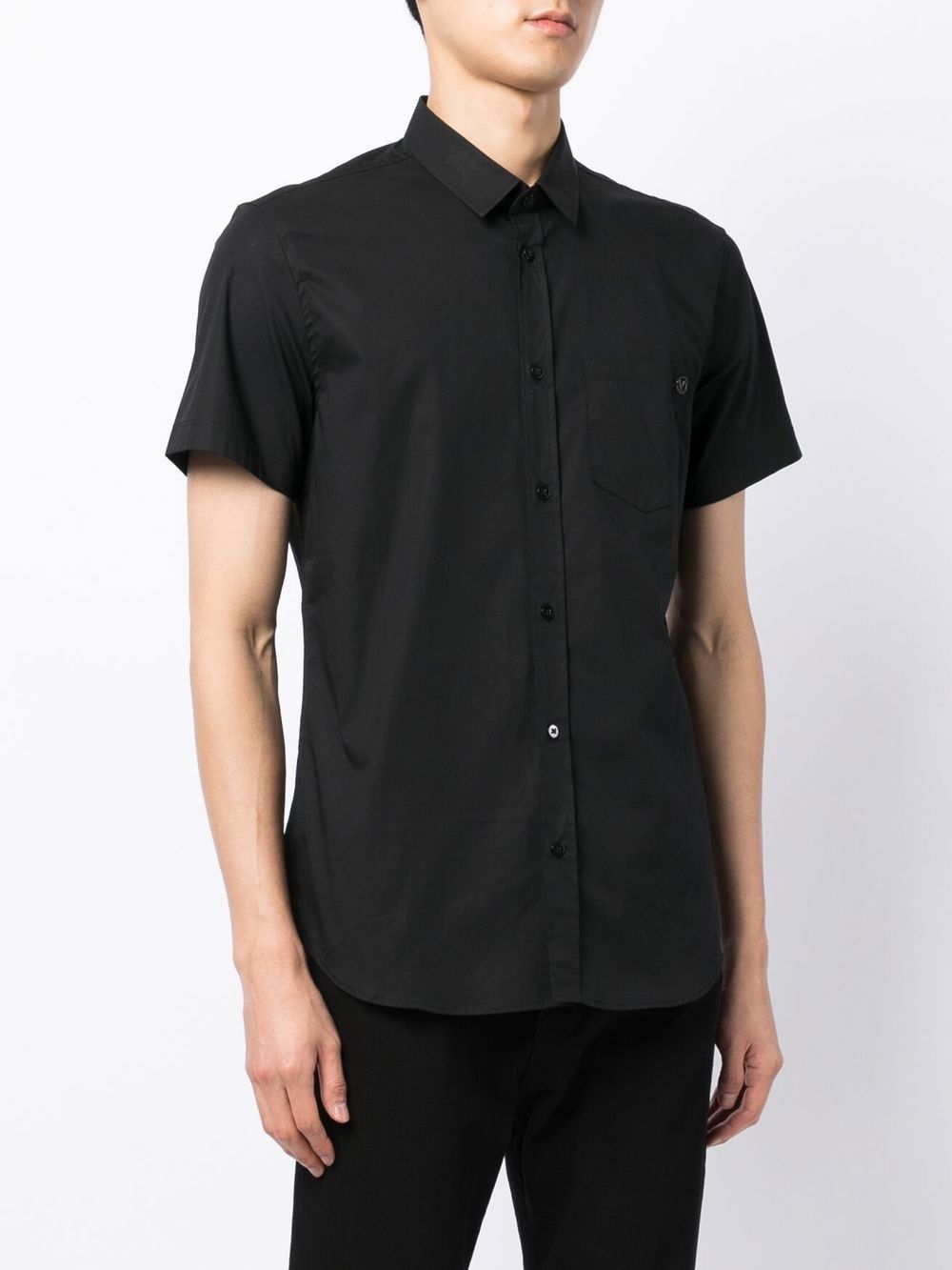 Versace Jeans Black Logo S/S Formal Shirt - MAISONDEFASHION.COM