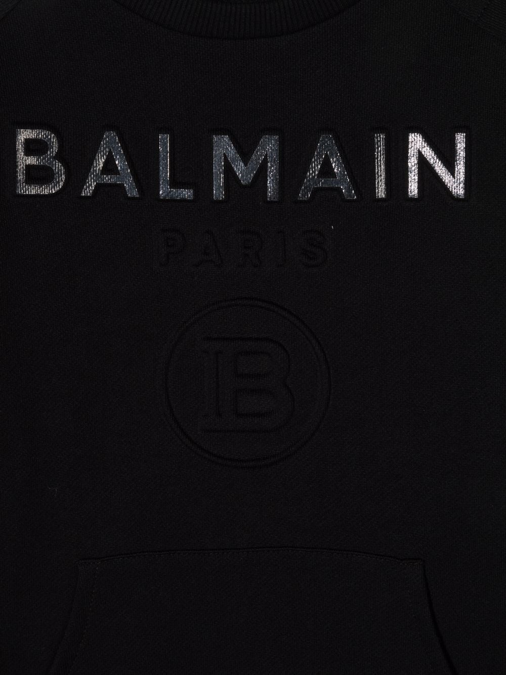 BALMAIN KIDS Logo-embossed cotton sweatshirt Black - MAISONDEFASHION.COM