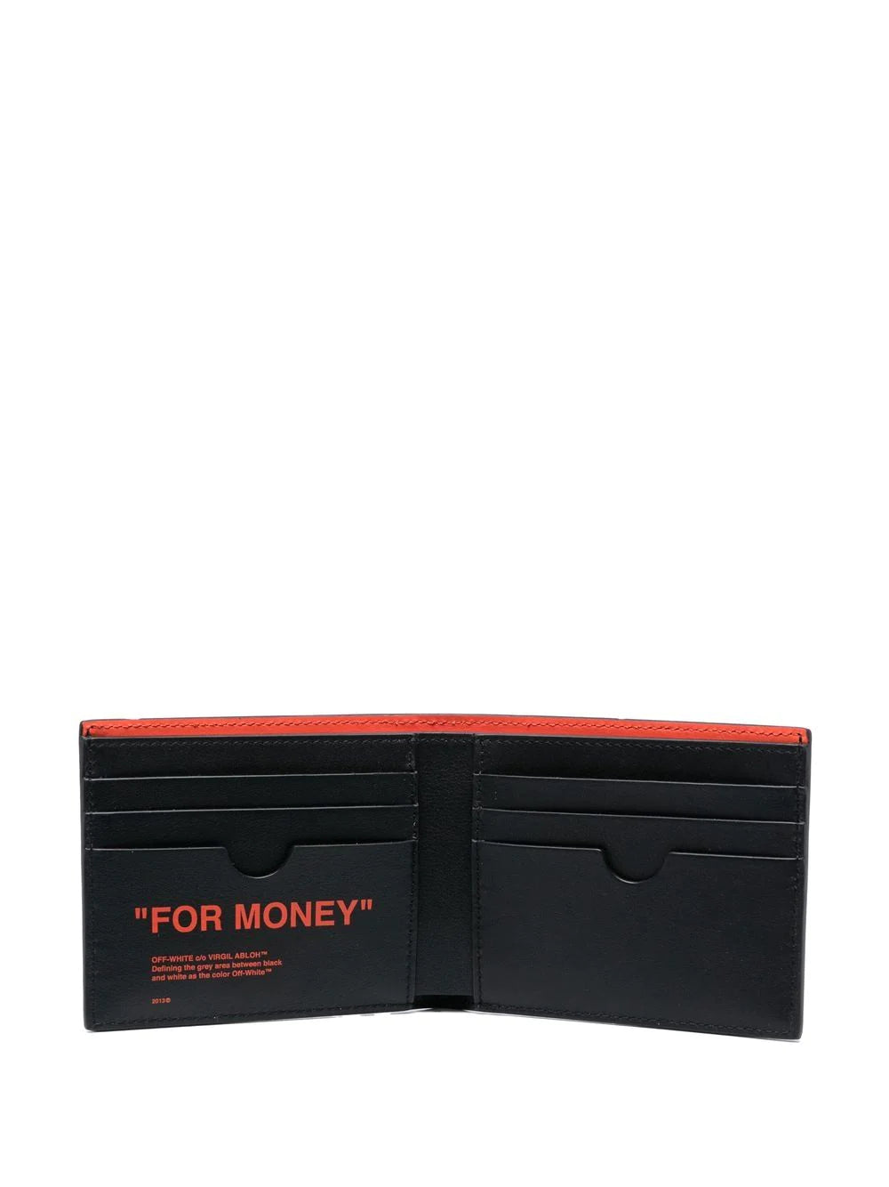 OFF-WHITE Quote Bi-Fold Wallet Black/Orange - MAISONDEFASHION.COM