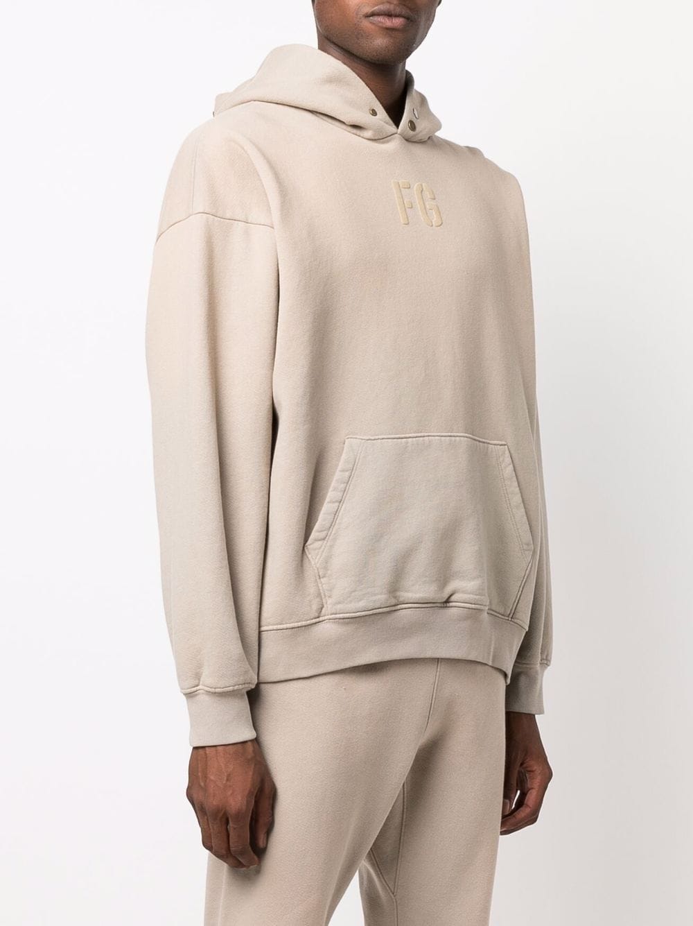 FEAR OF GOD FG Logo Hoodie Beige - MAISONDEFASHION.COM