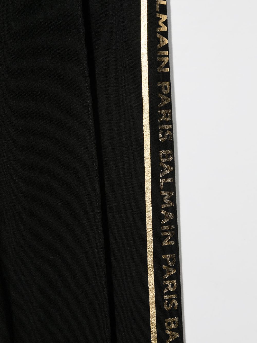 BALMAIN KIDS Logo tape cotton leggings Black/Gold - MAISONDEFASHION.COM