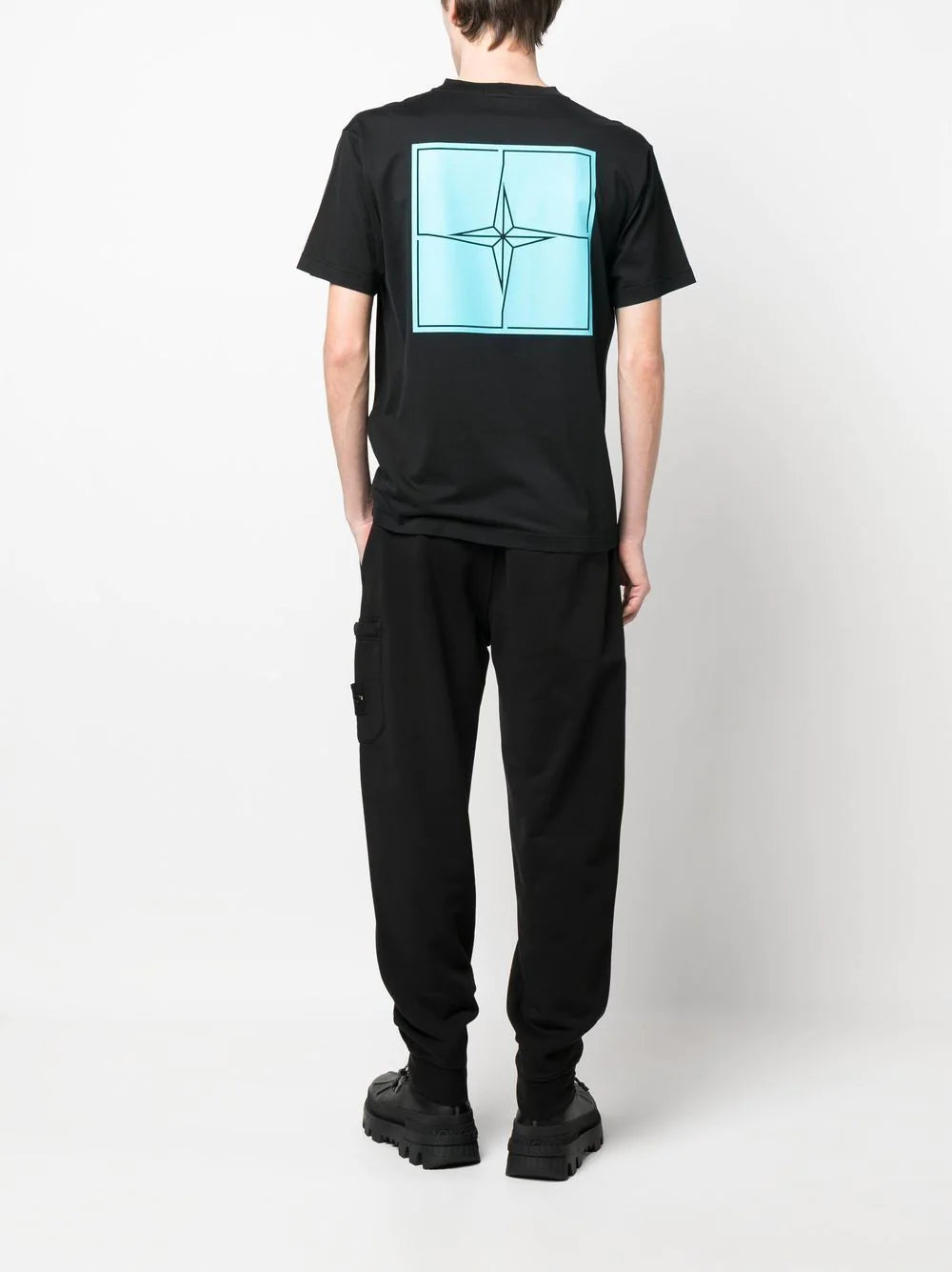 STONE ISLAND Box Logo T-Shirt Black - MAISONDEFASHION.COM