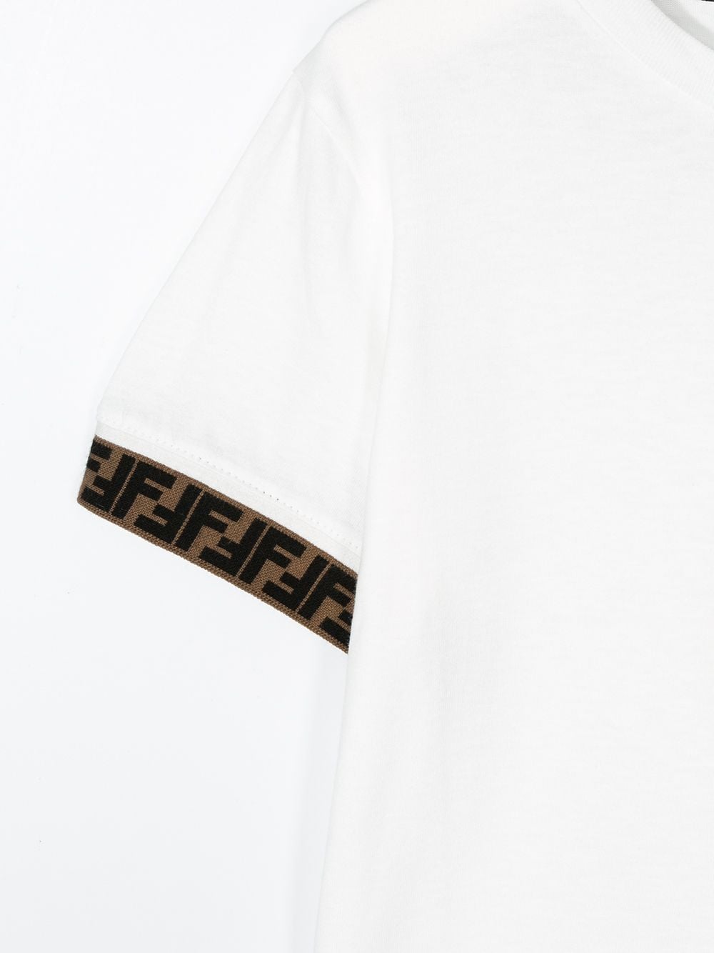 FENDI KIDS Logo Tape T-shirt White - MAISONDEFASHION.COM