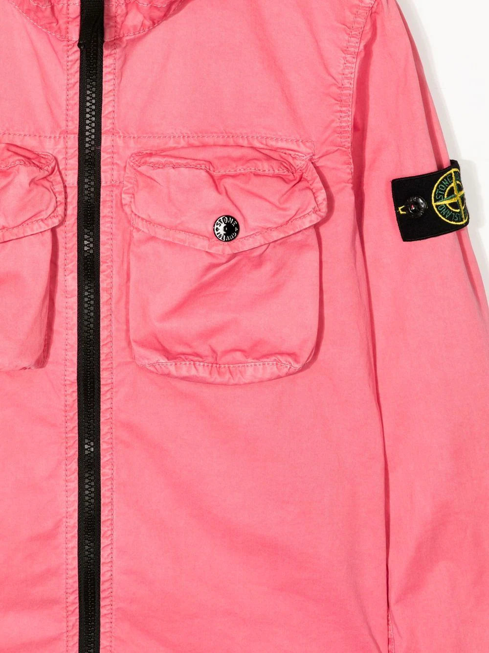 STONE ISLAND KIDS Compass-patch hooded jacket Pink - MAISONDEFASHION.COM