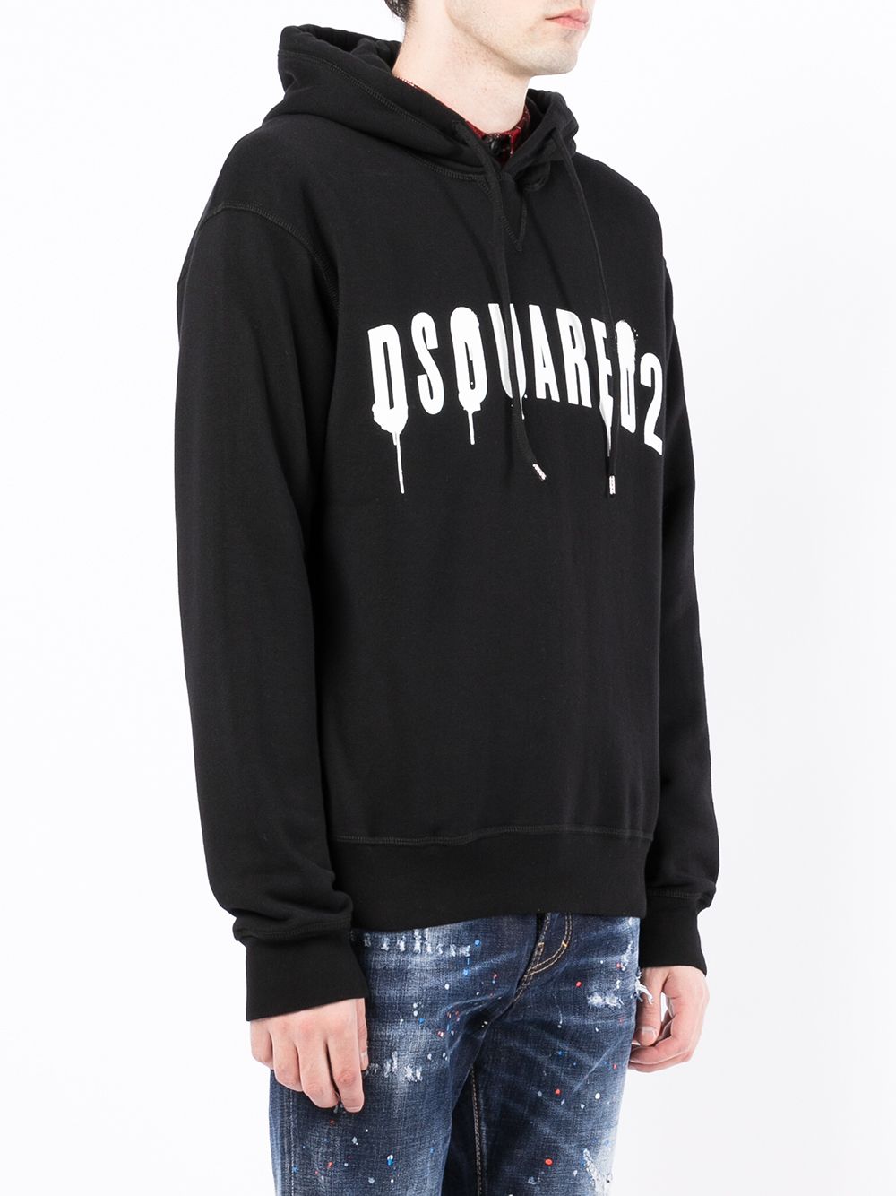 DSQUARED2 Logo Print Hoodie Black - MAISONDEFASHION.COM