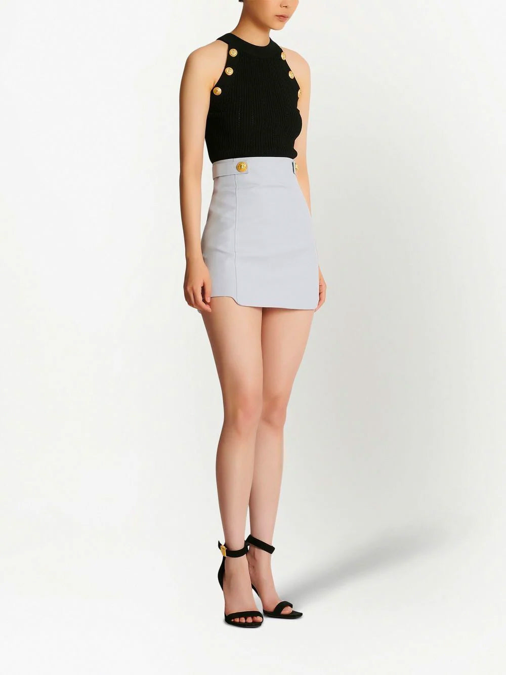 BALMAIN WOMEN High Waisted Skirt Light Grey - MAISONDEFASHION.COM