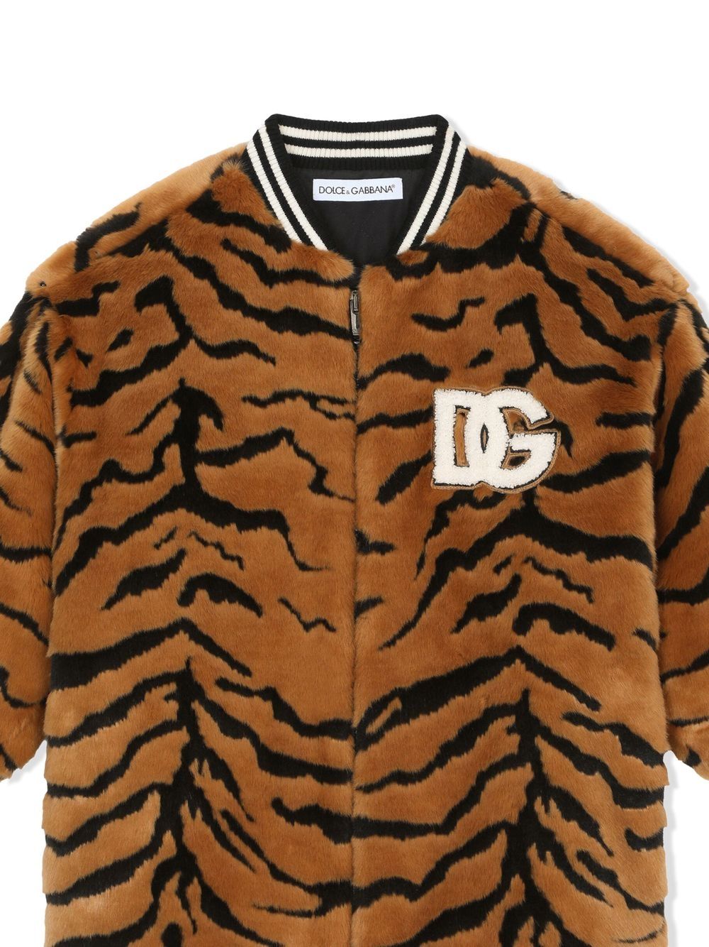 DOLCE & GABBANA KIDS Tiger-print Varsity Jacket Brown - MAISONDEFASHION.COM