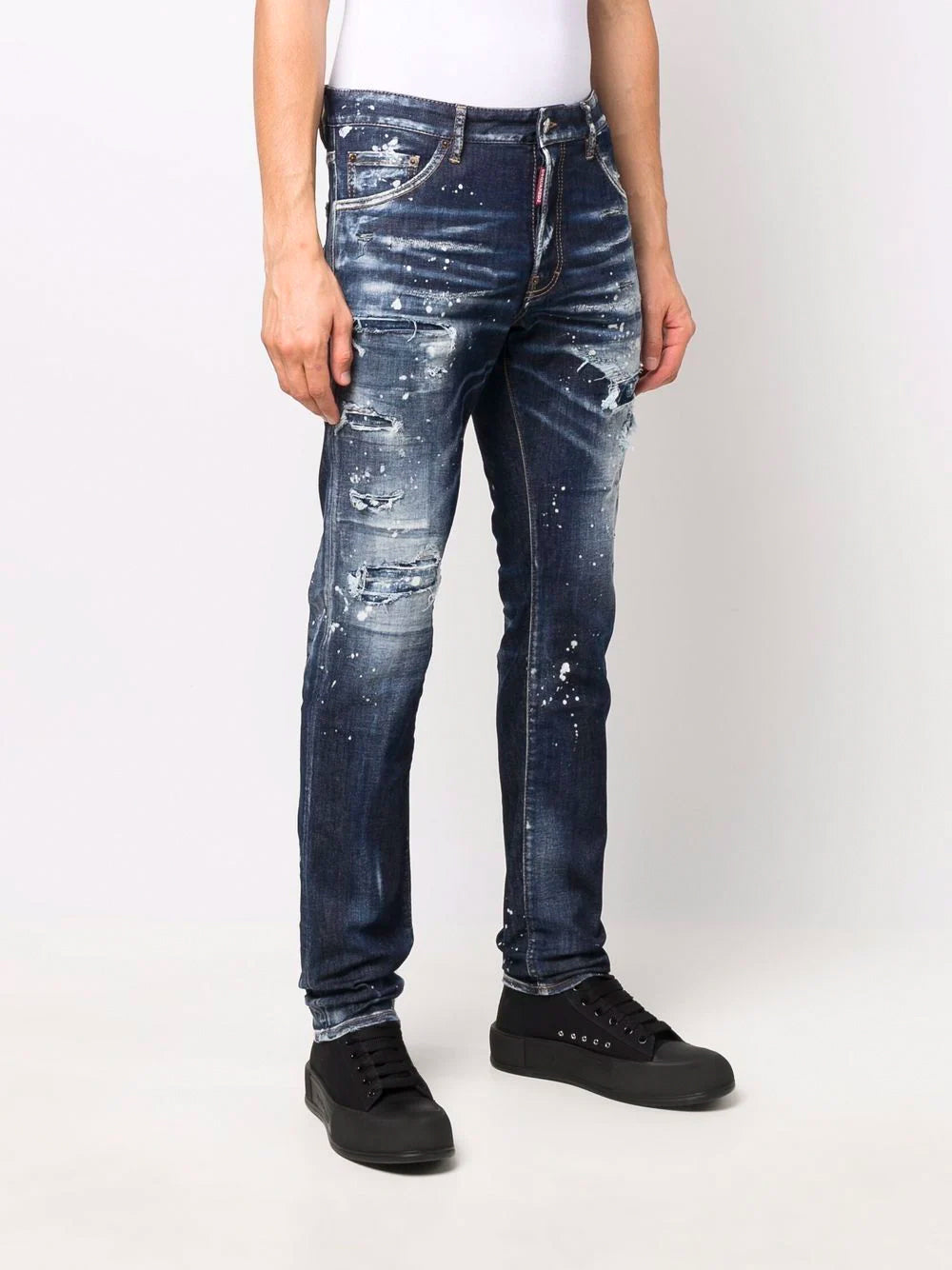 DSQUARED2 Dark Ripped Bleach Wash Cool Guy Jeans Blue - MAISONDEFASHION.COM