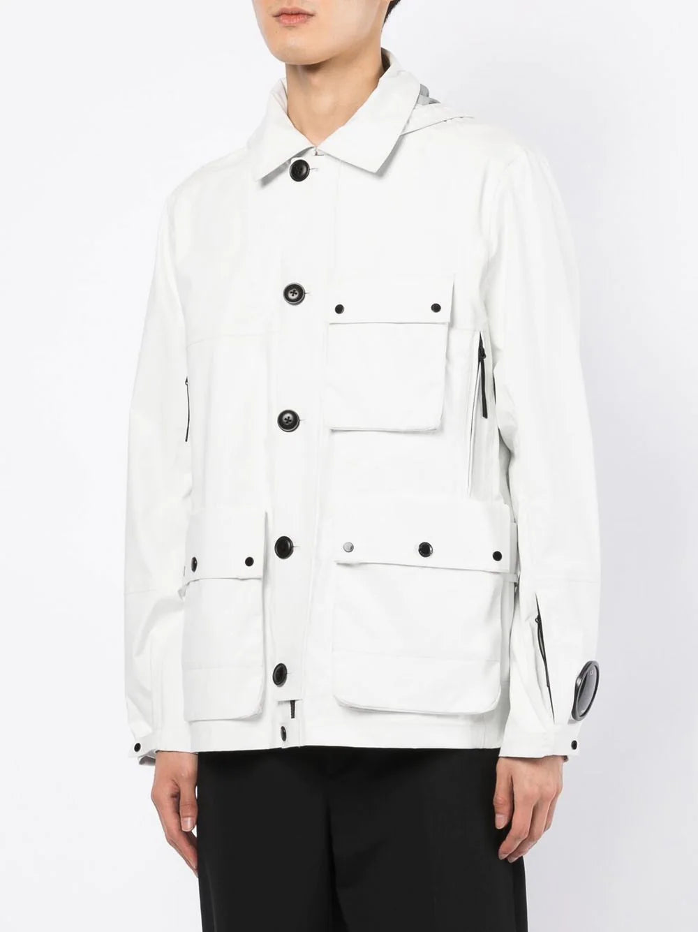 C.P COMPANY Goggles detail shirt jacket White - MAISONDEFASHION.COM