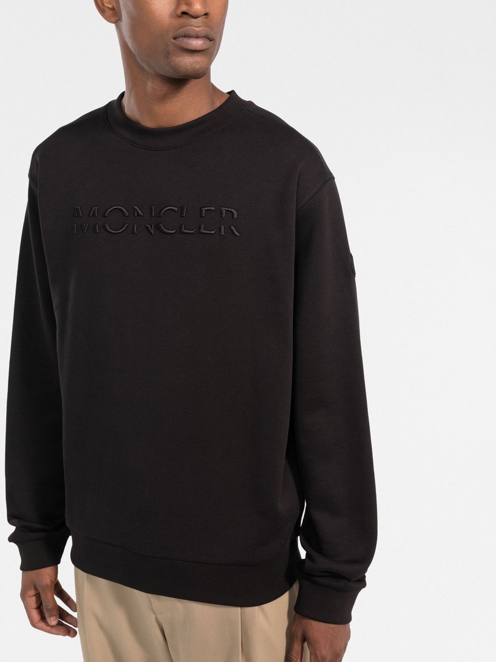 MONCLER Logo Embroidered Sweatshirt Black - MAISONDEFASHION.COM