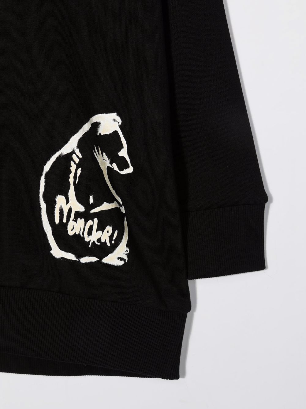 MONCLER KIDS Logo-print cotton hoodie Black - MAISONDEFASHION.COM