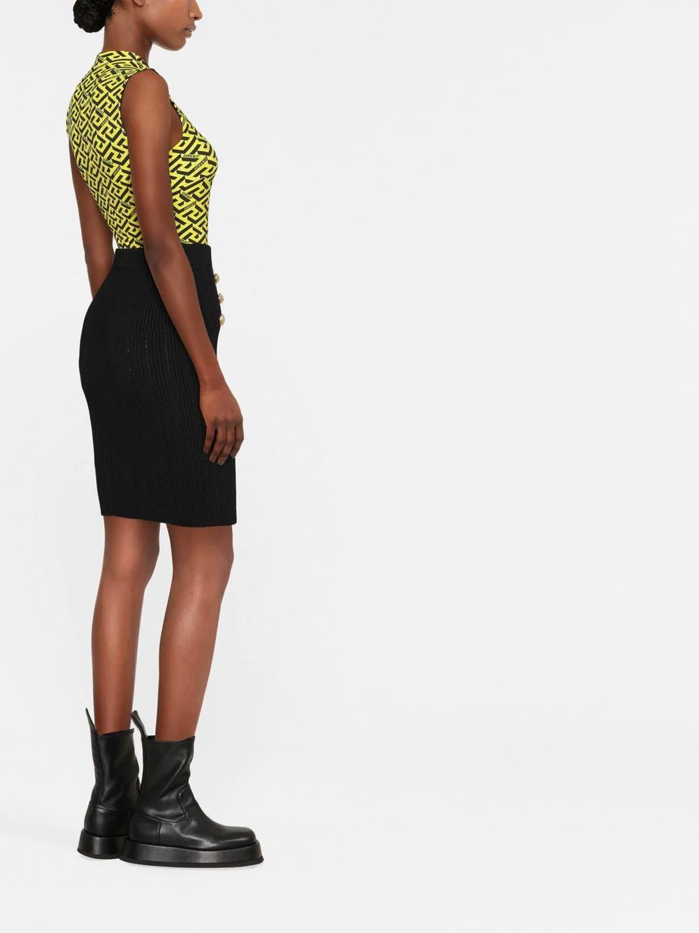 BALMAIN WOMEN 6 Button Knit Skirt Black - MAISONDEFASHION.COM