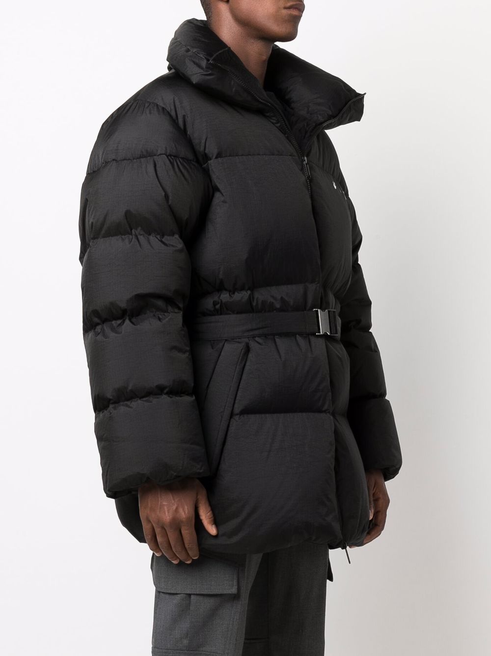 OFF-WHITE Logo Detail Puffer Jacket Black - MAISONDEFASHION.COM