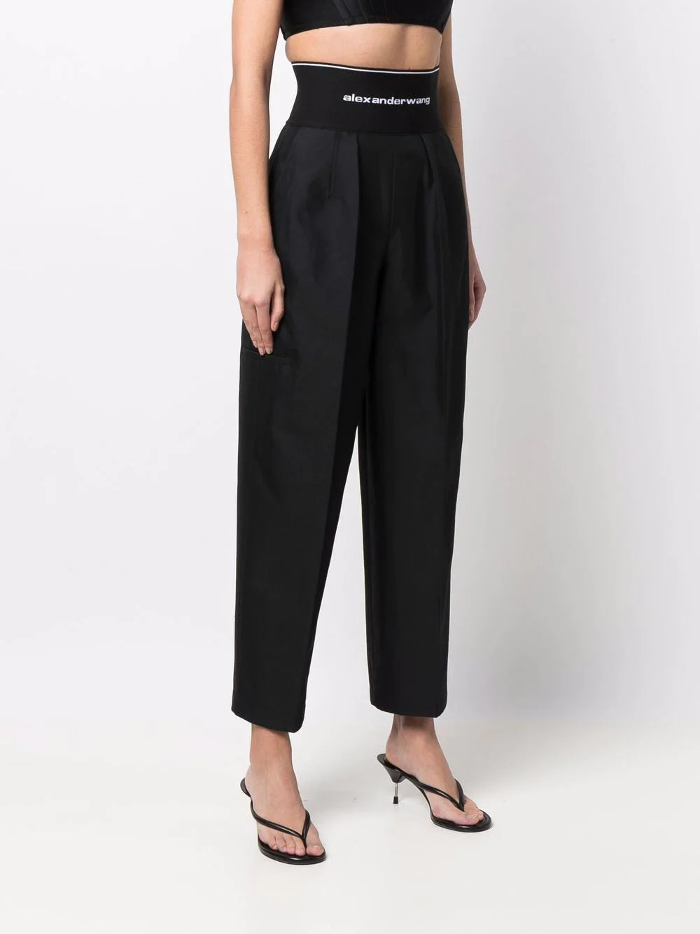 ALEXANDER WANG WOMEN High Waisted Wide-leg Trousers Black - MAISONDEFASHION.COM