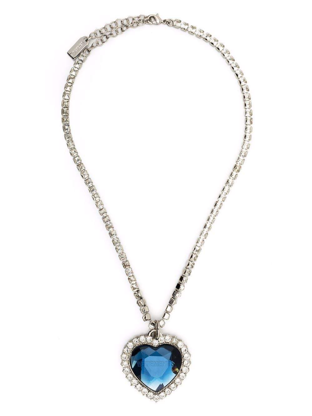VETEMENTS Heart-shaped crystal pendant necklace Blue/Silver - MAISONDEFASHION.COM