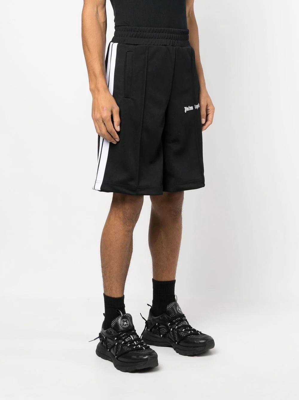 PALM ANGELS Classic Track Shorts Black/White - MAISONDEFASHION.COM