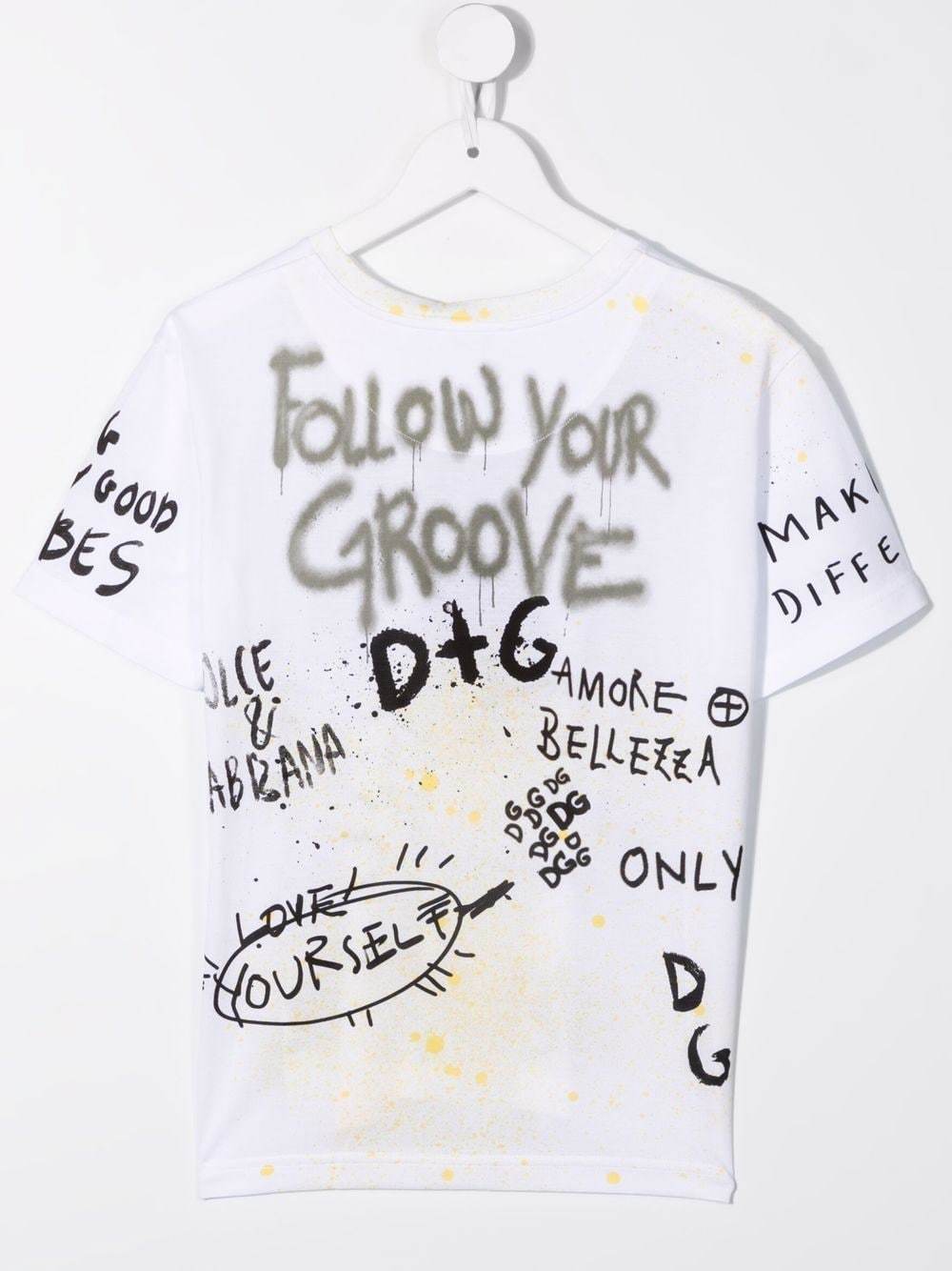 DOLCE & GABBANA KIDS Graffiti-print T-shirt White - MAISONDEFASHION.COM