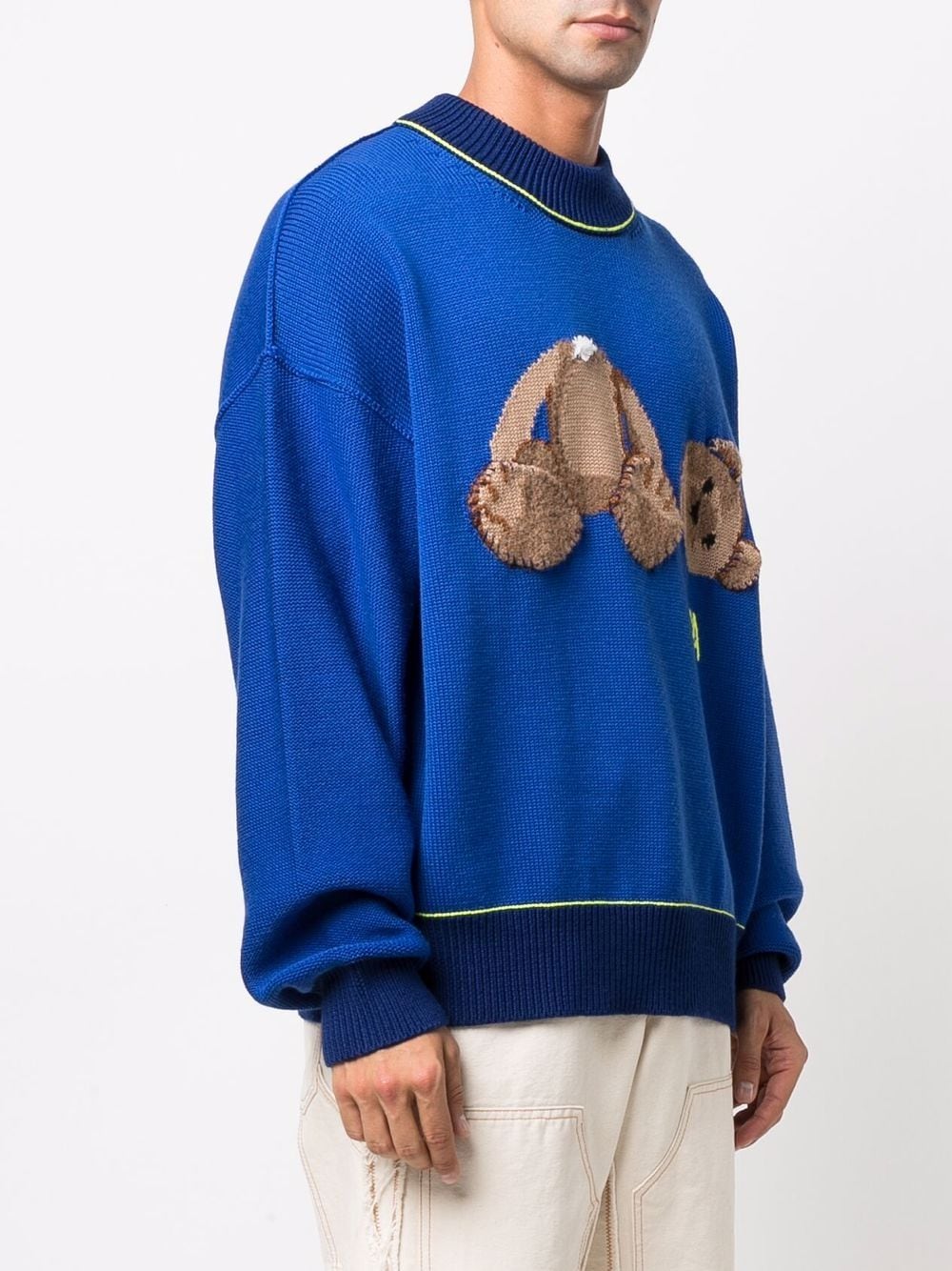 PALM ANGELS Bear Knitted Sweatshirt Blue - MAISONDEFASHION.COM